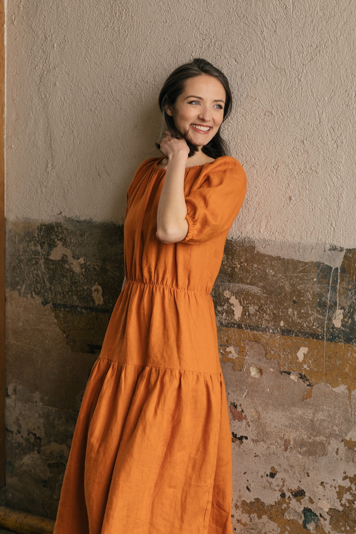 Nina Linen Dress Orange