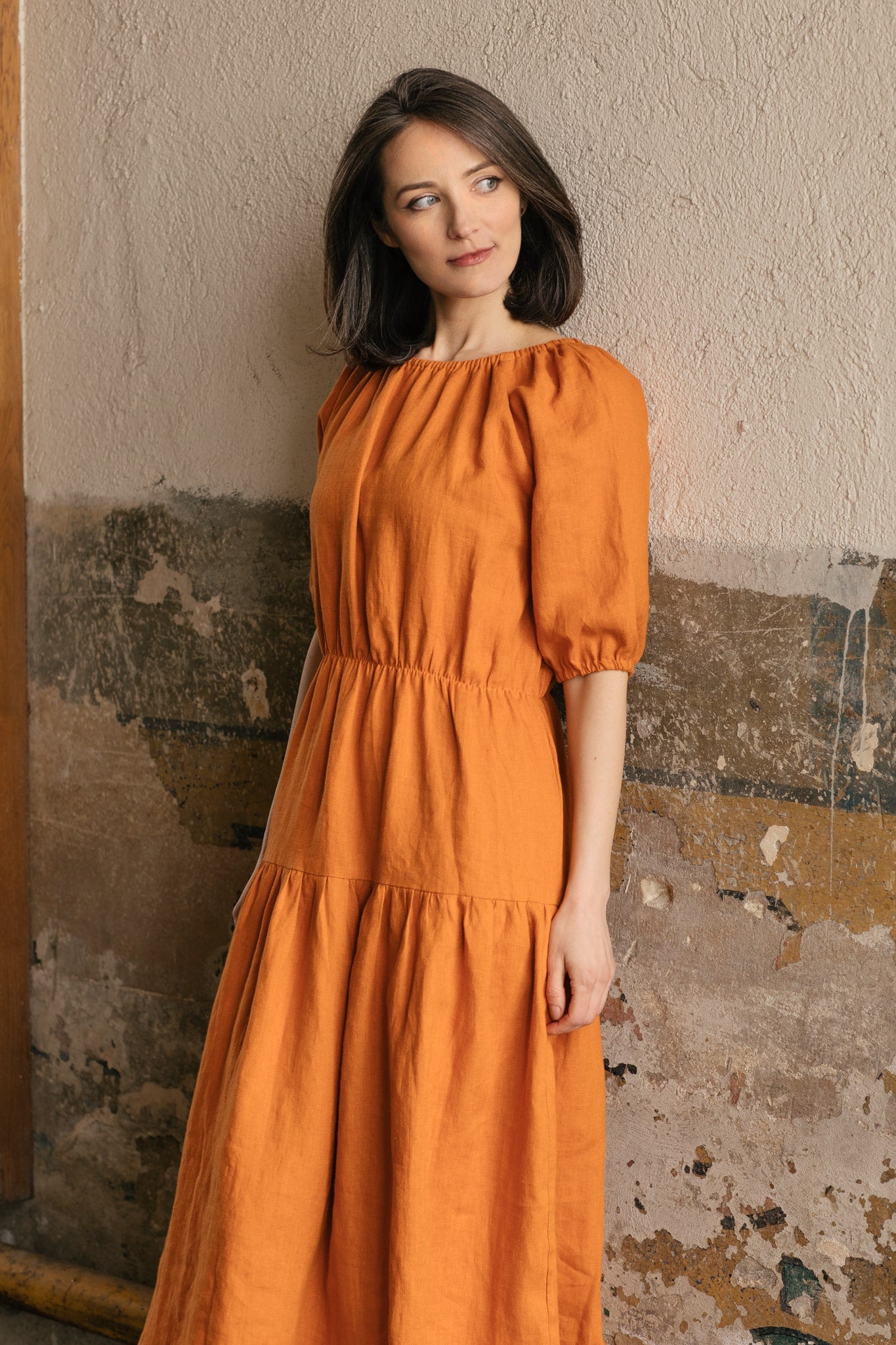 Nina Linen Dress Orange