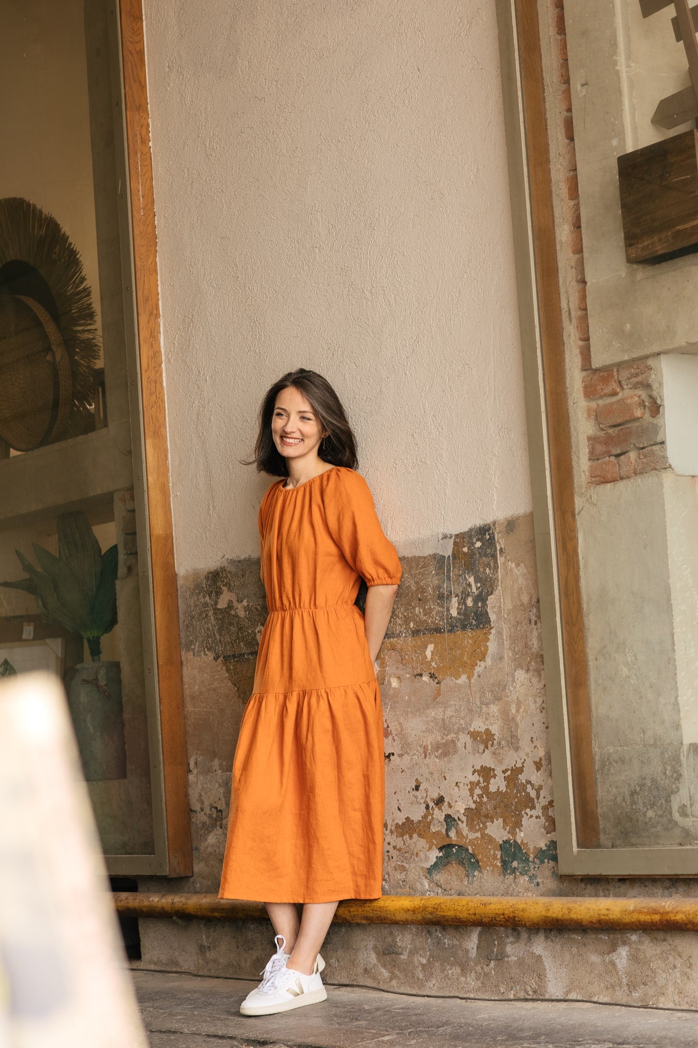 Nina Linen Dress Orange