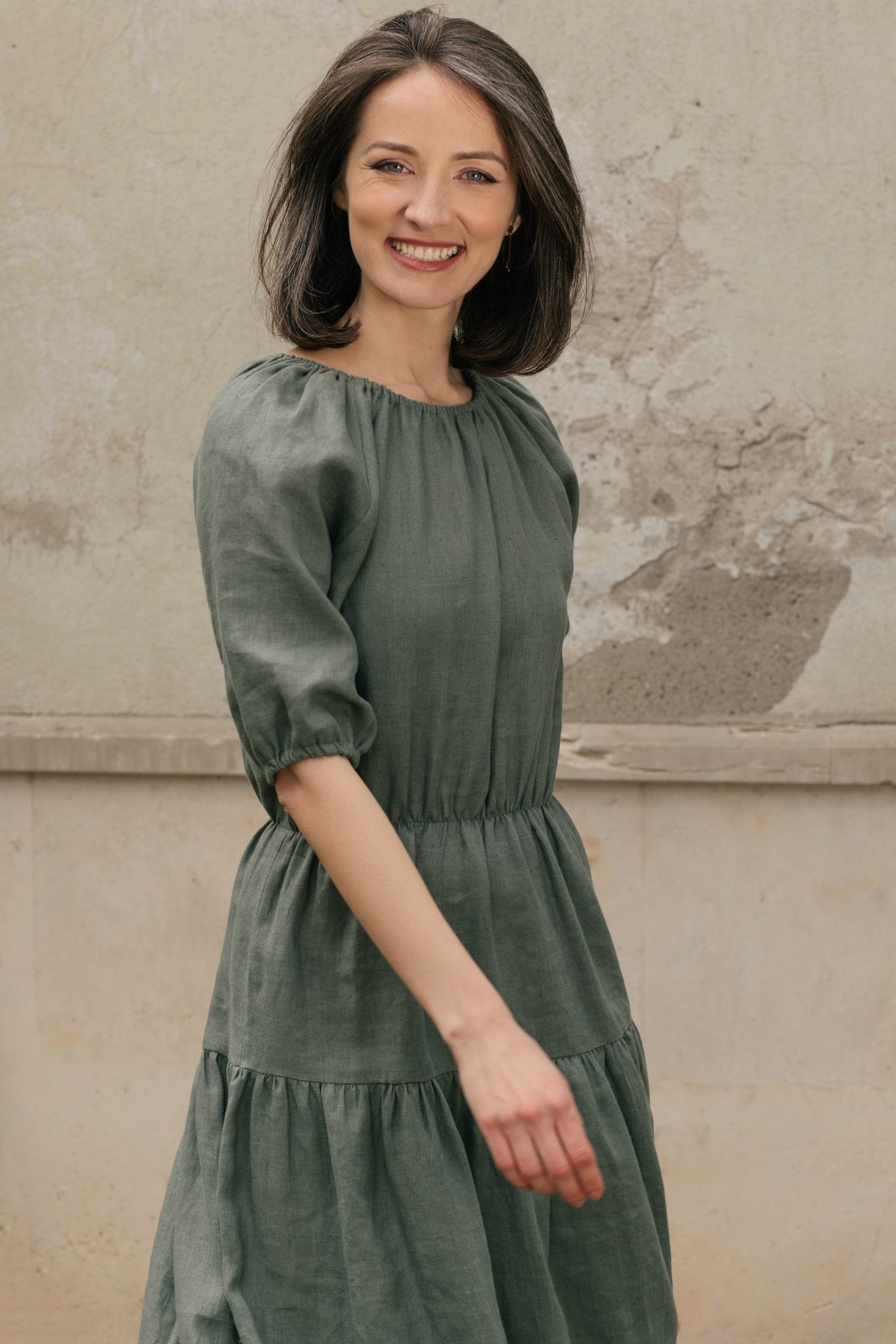 Nina Linen Dress Sage Green