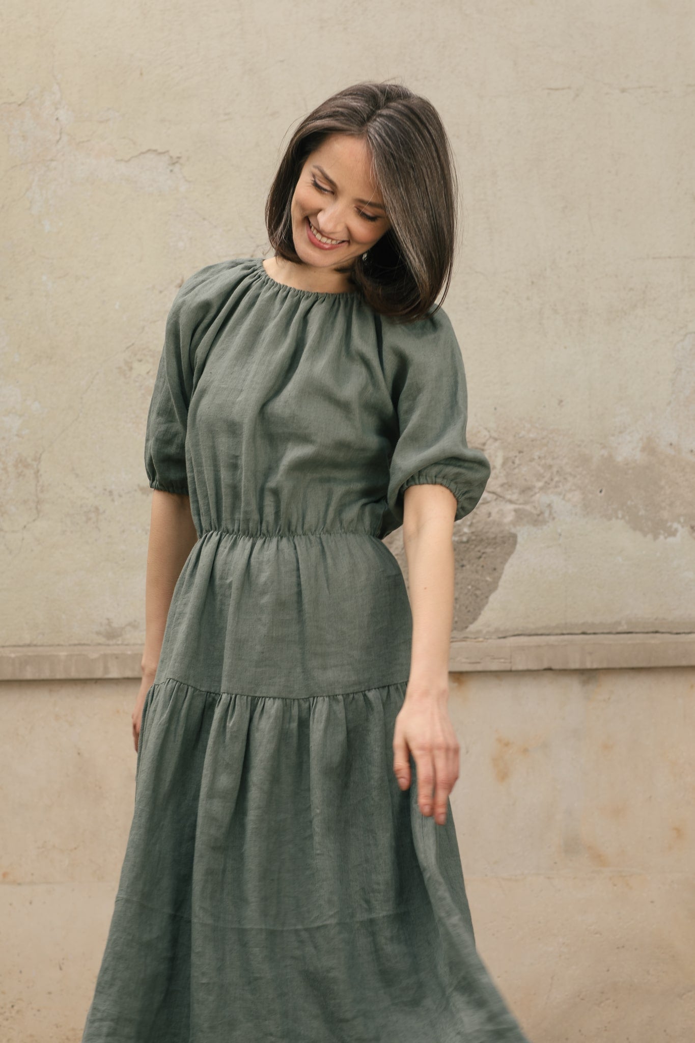 Nina Linen Dress Sage Green
