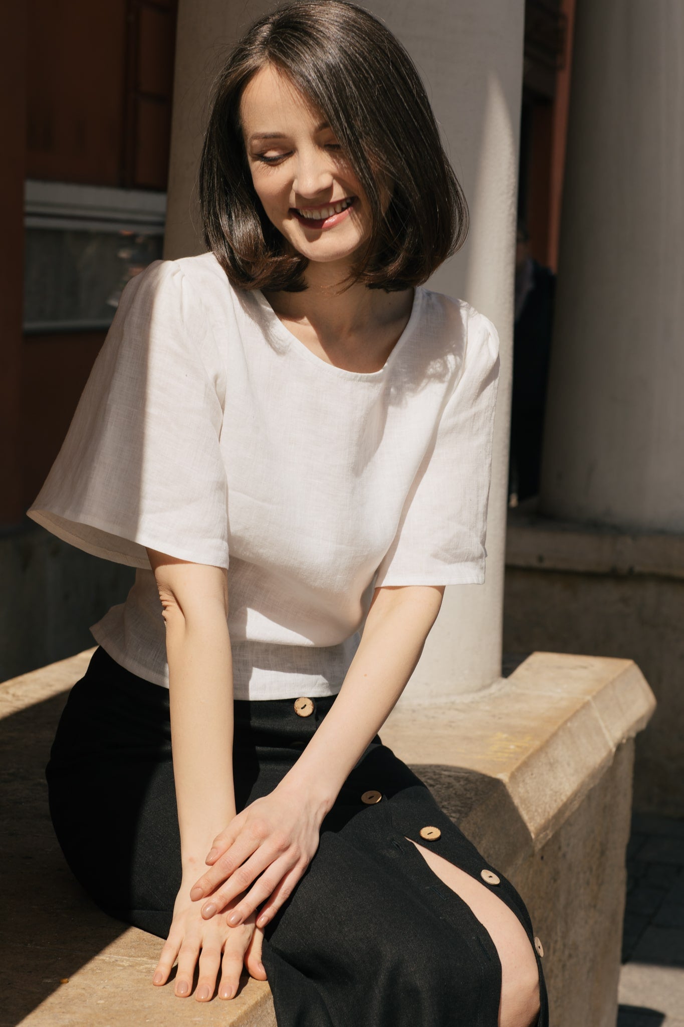 Amber Linen Skirt Black