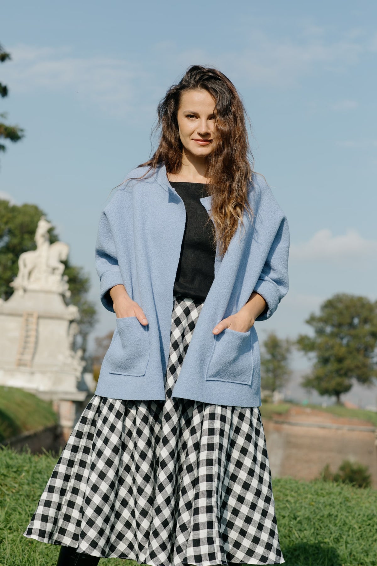 Loose boiled wool jacket