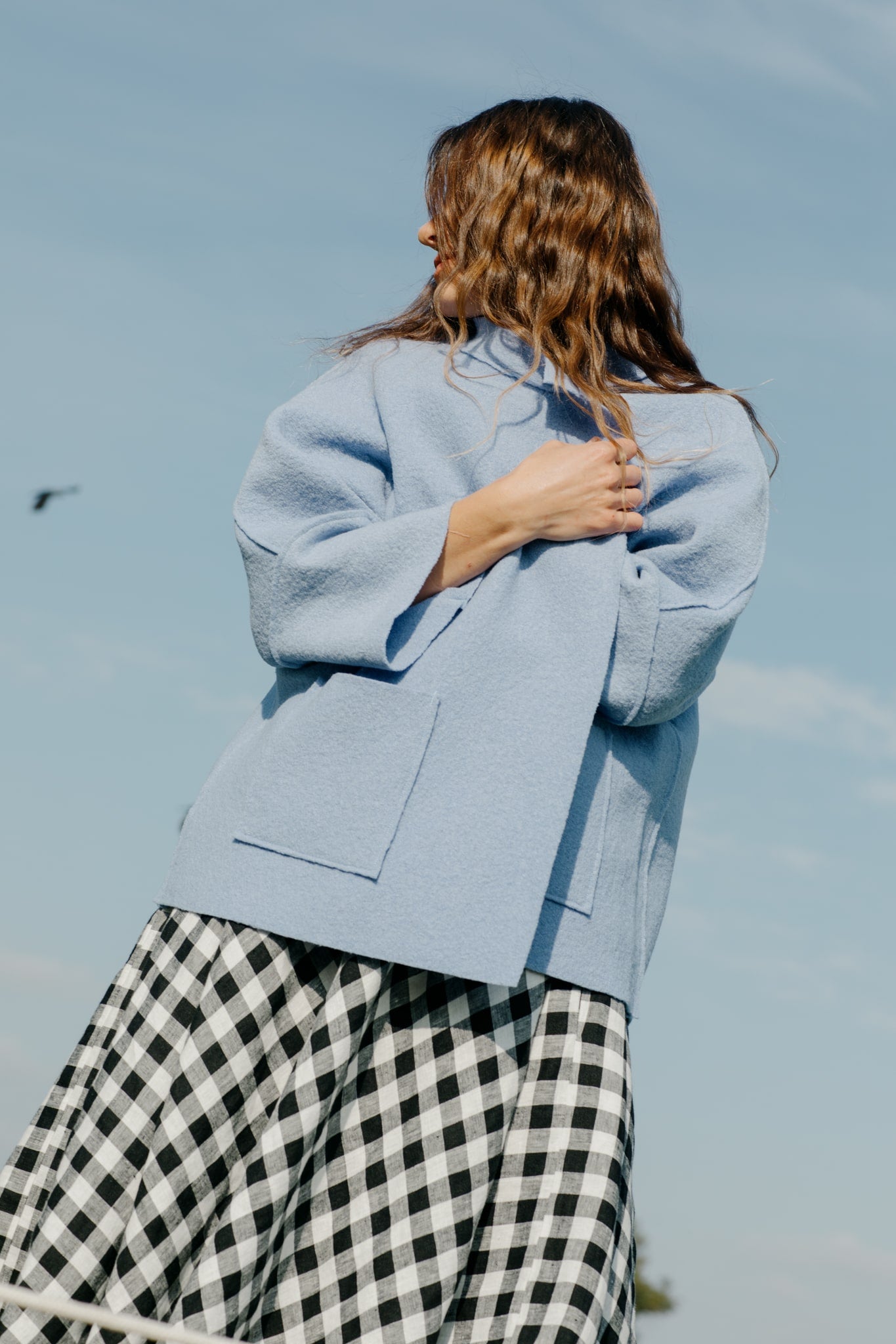 Loose boiled wool jacket