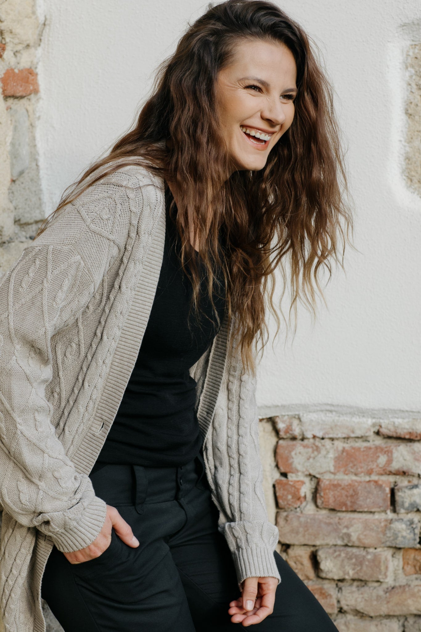 Cable Knit Cardigan in Organic Cotton and Merino Wool