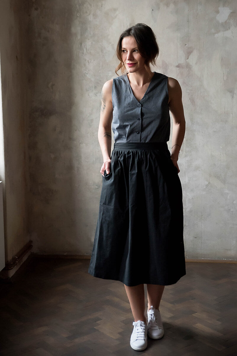 Fustă Midi Din Poplin De Bumbac Organic