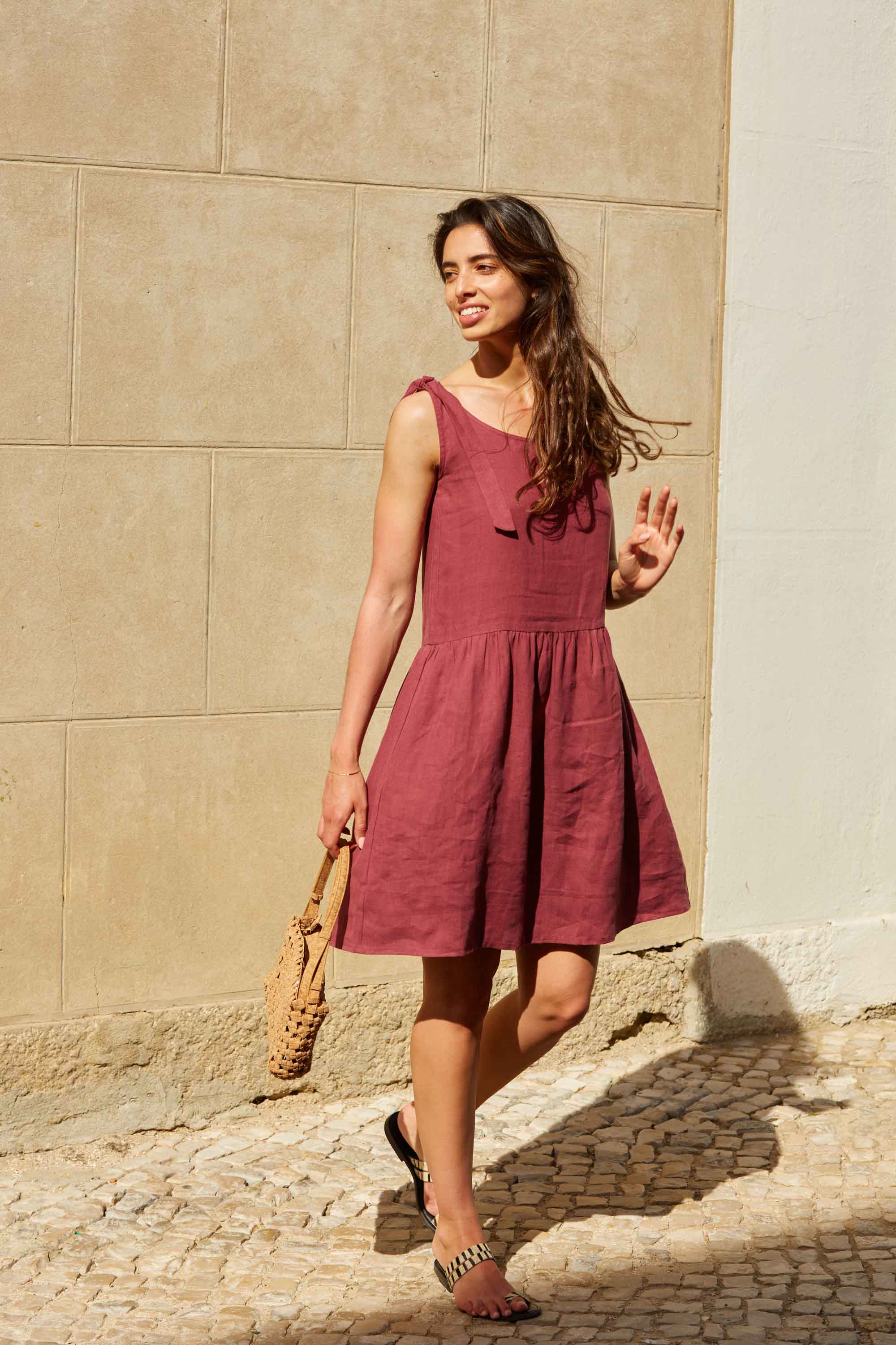 Hemp dress with adjustable straps Dakota