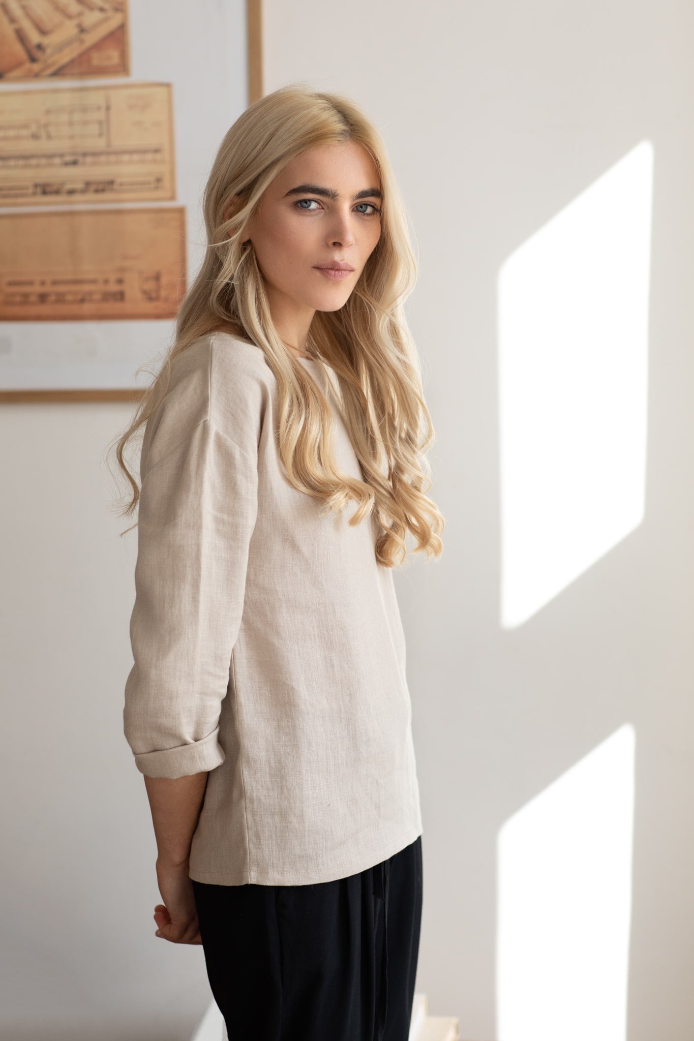 Mia Linen blouse Sand