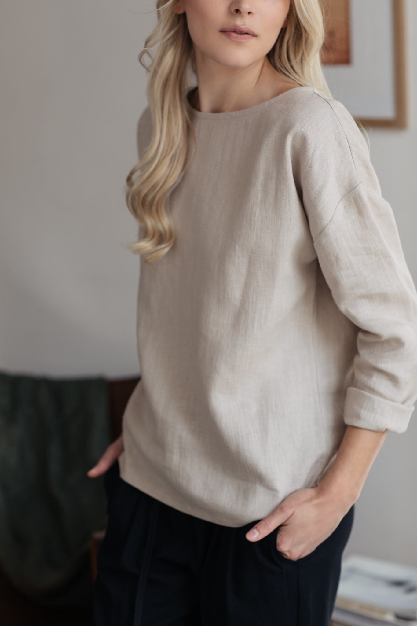 Mia Linen blouse Sand
