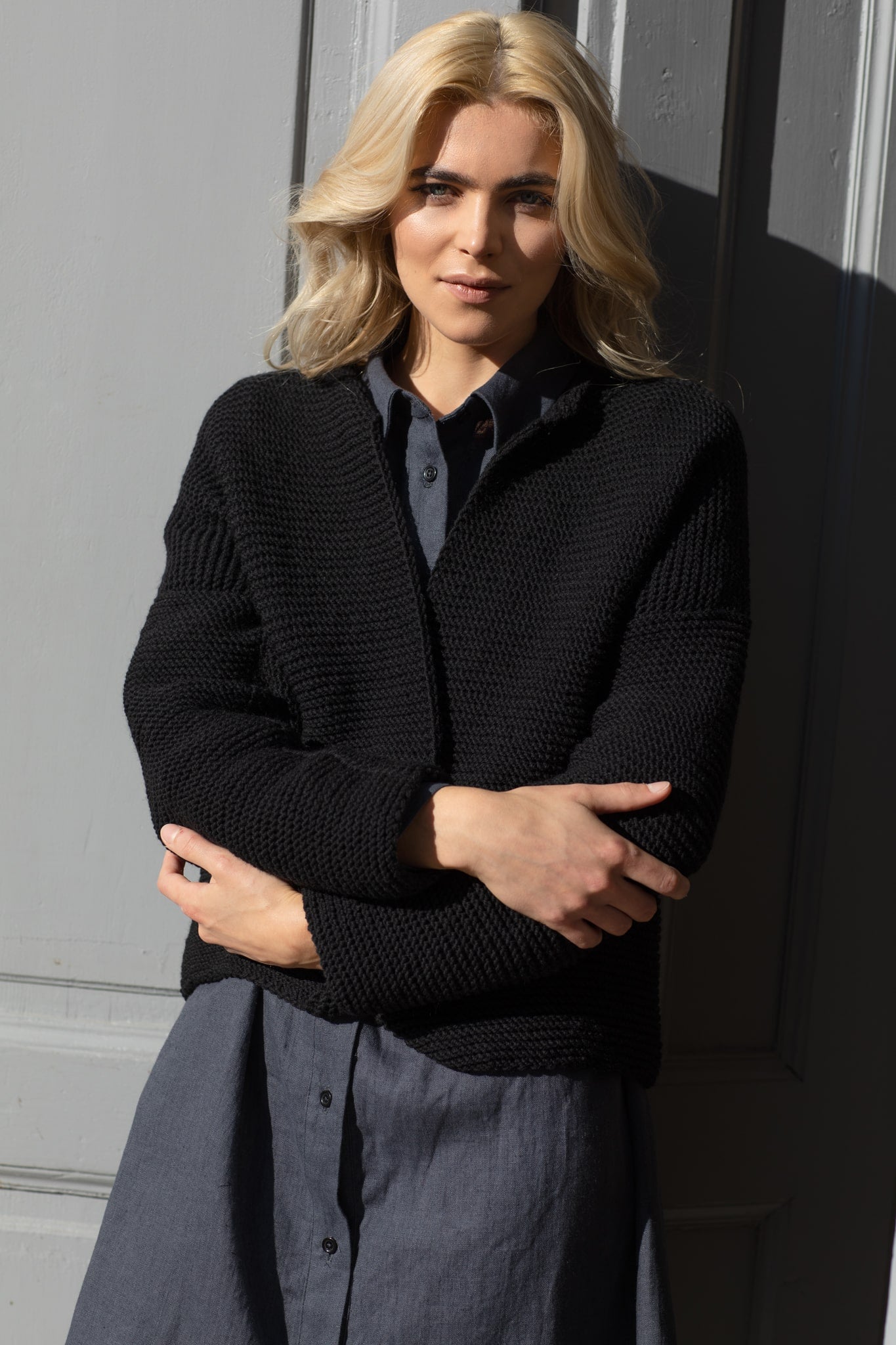 Hand knitted merino wool cardigan Joy