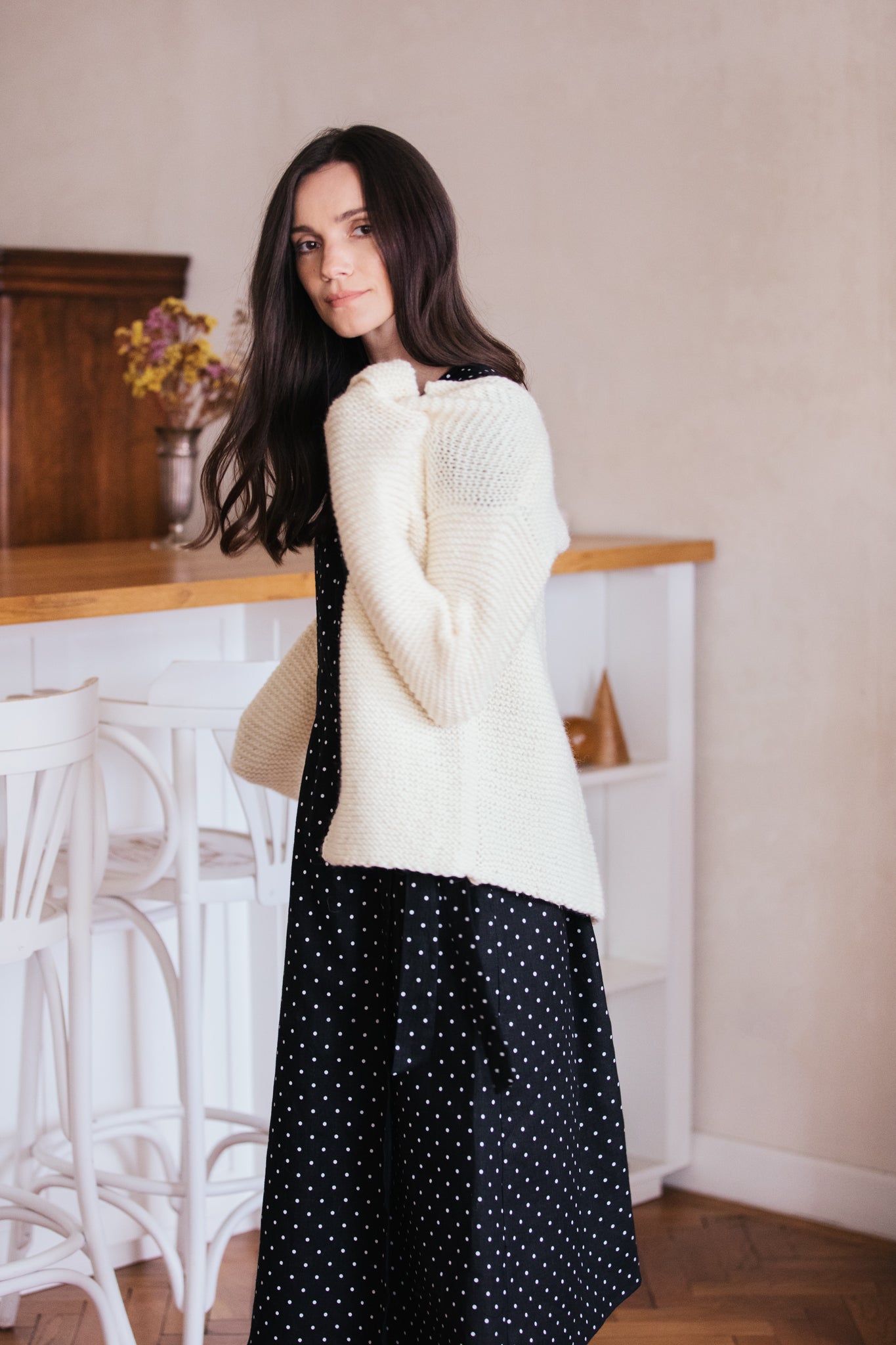 Hand Knitted Undyed Merino Wool Cardigan