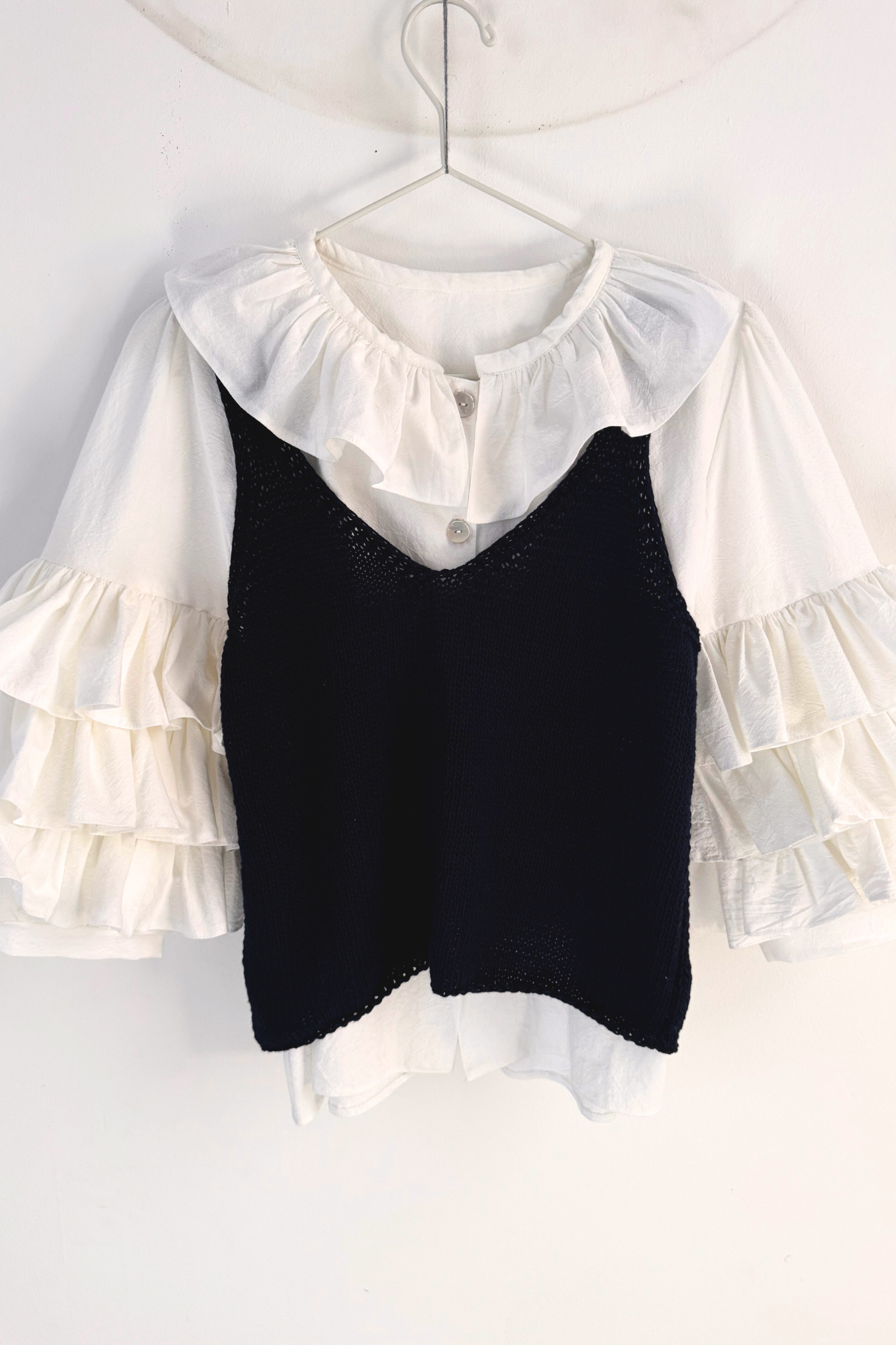 Maiou Tricotat Manual Din Bumbac Organic Bleumarin