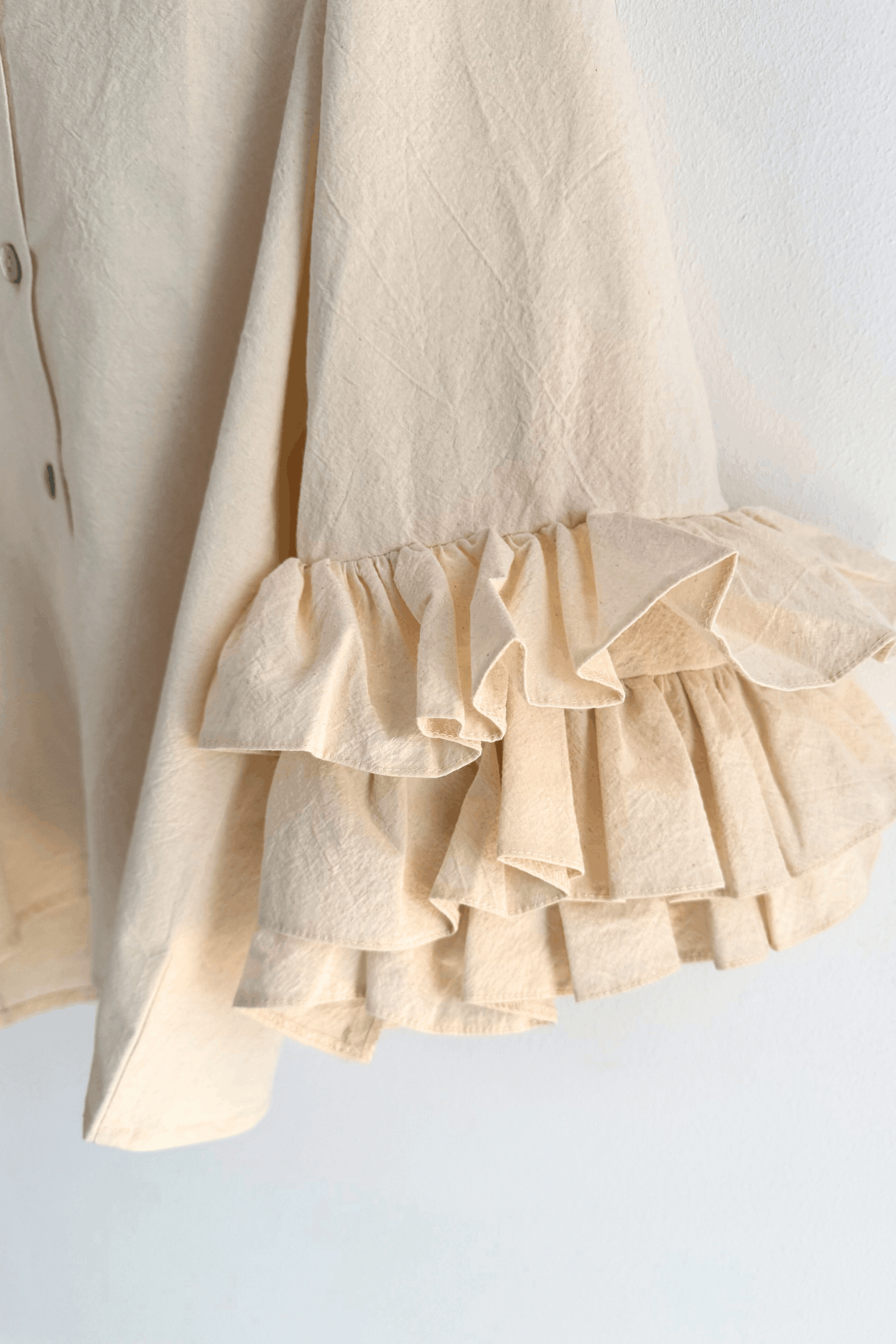 Bluză cu mâneci voluminoase din bumbac premium Cream Butterfly