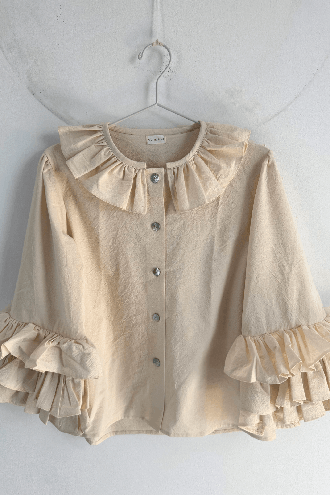 Bluză cu mâneci voluminoase din bumbac premium Cream Butterfly