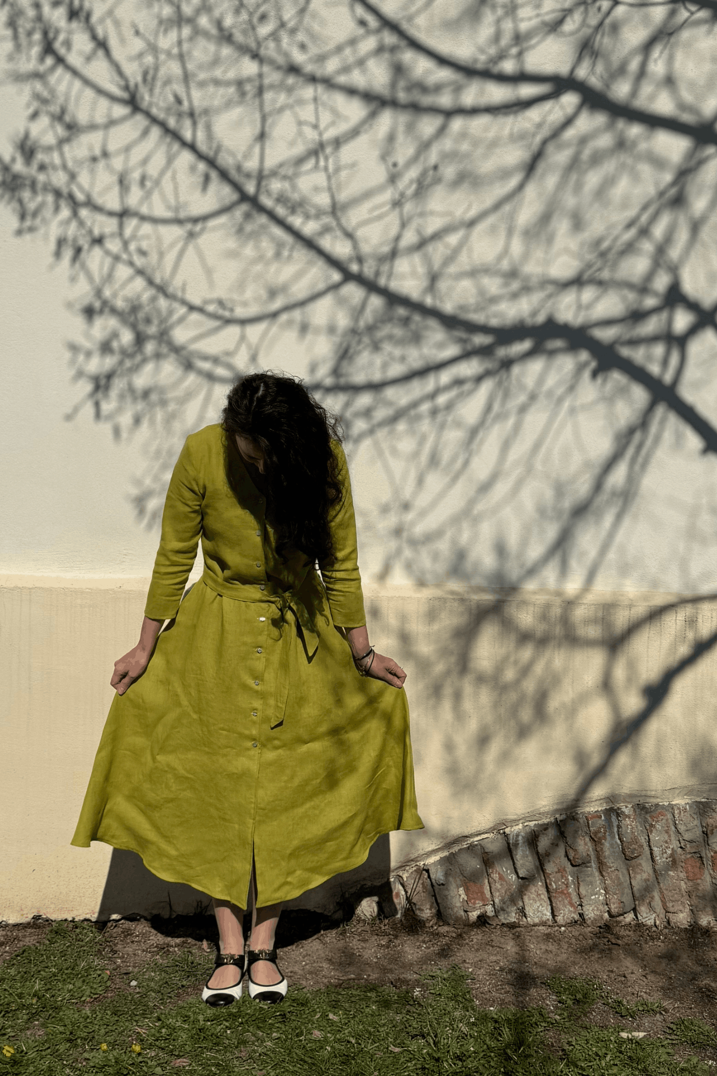 Rochie De In Lungă Cu Nasturi Și Cordon Pesto