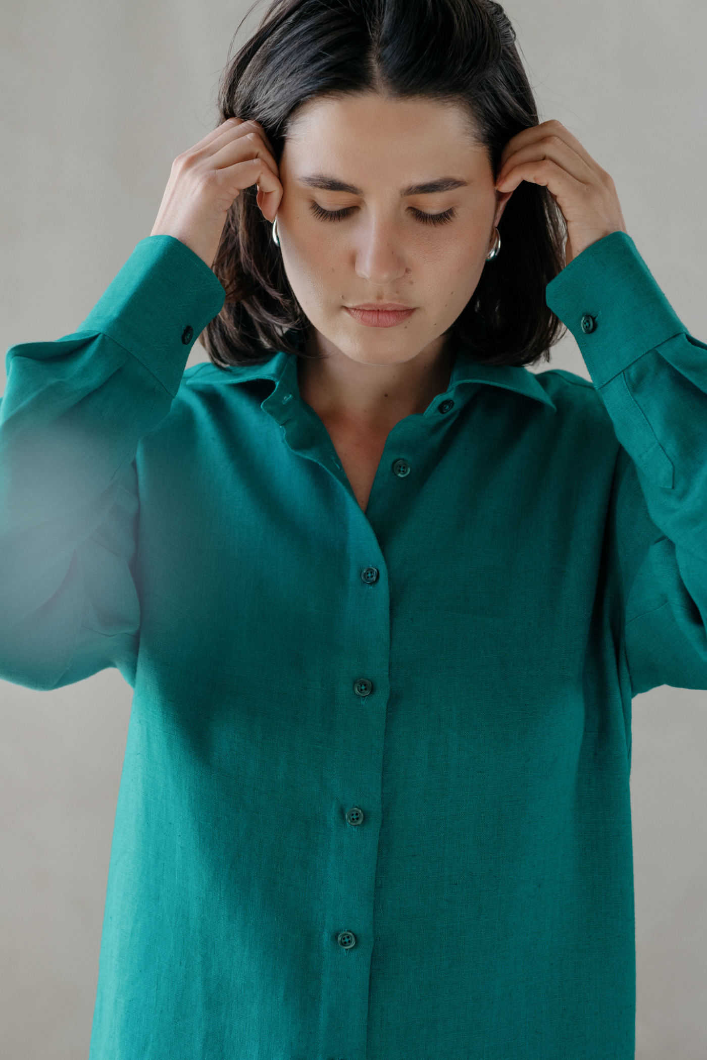 Linen Boyfriend Shirt Frankie Emerald