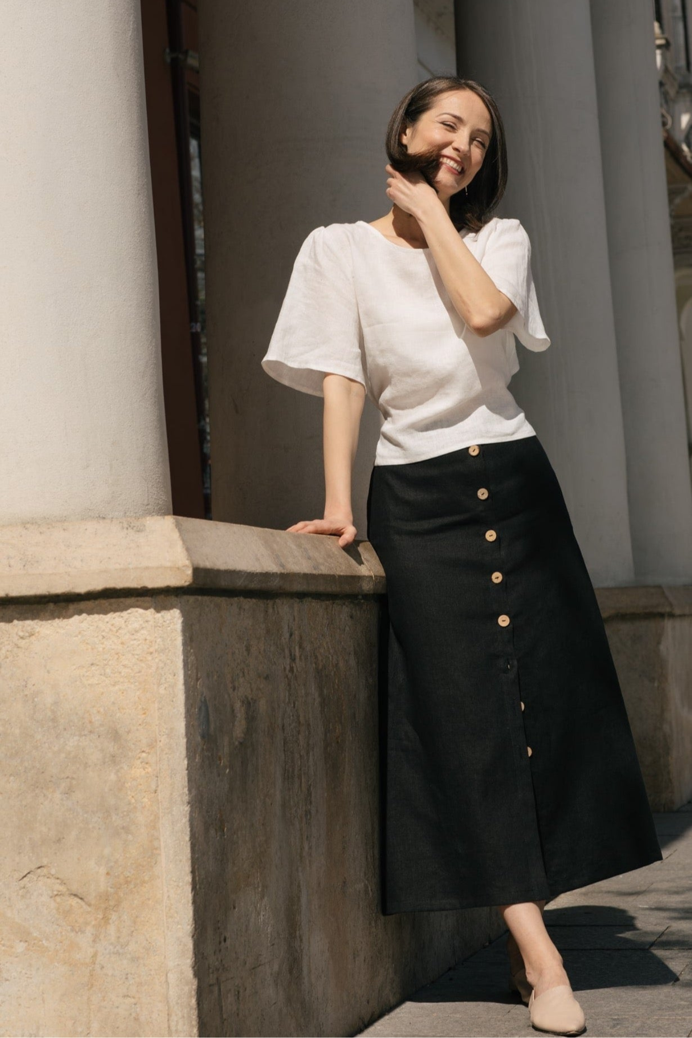 Amber Linen Skirt Black