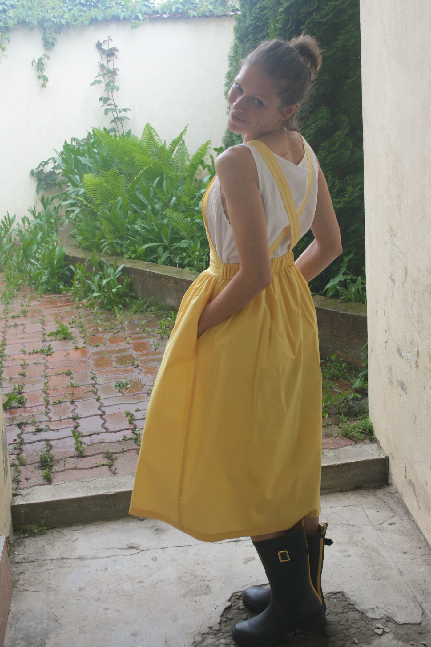 Organic Cotton Pinafore Skirt Yellow