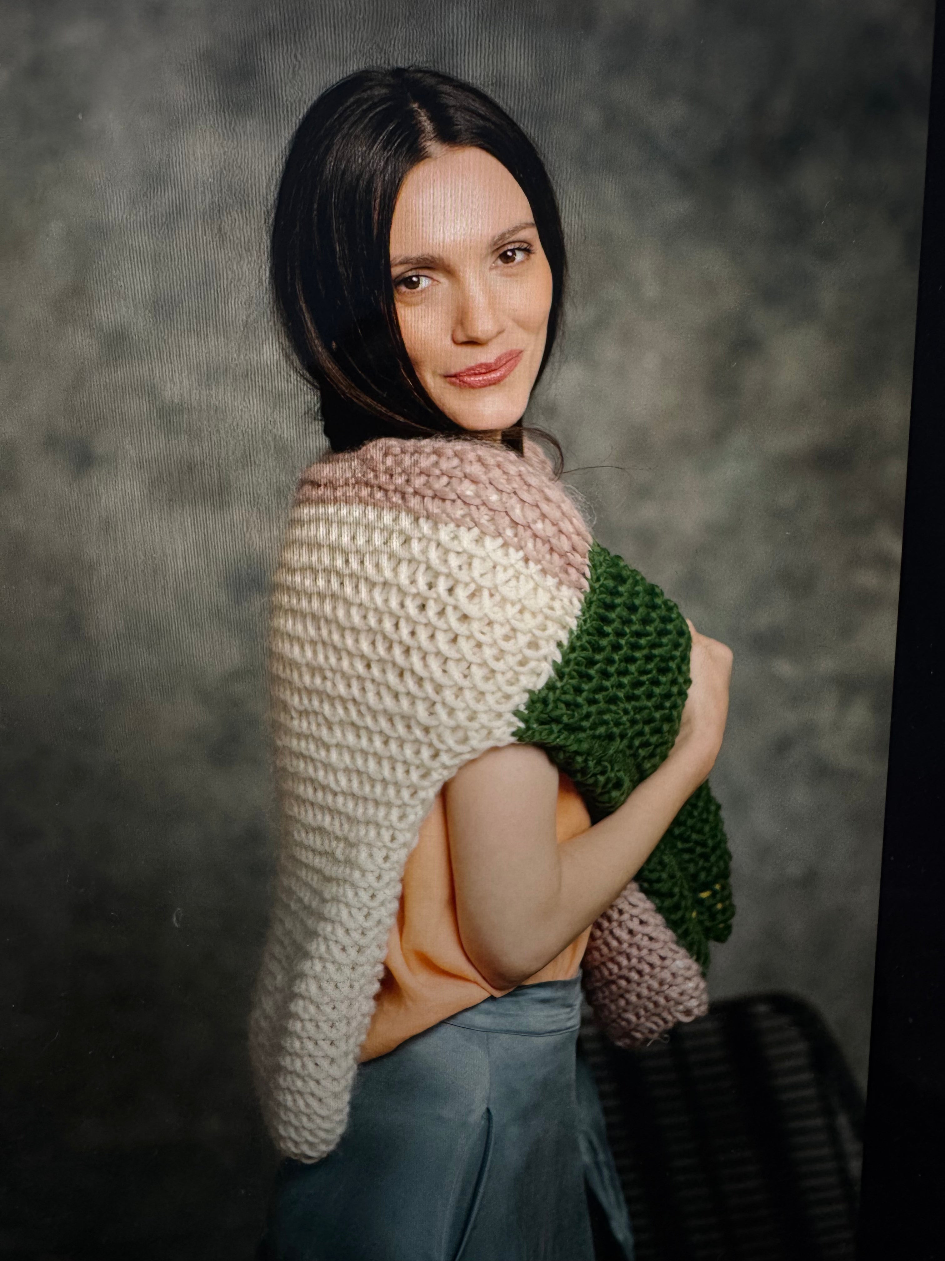 Pulover Tricotat Manual Din Lână Moale și Pufoasă NO WASTE