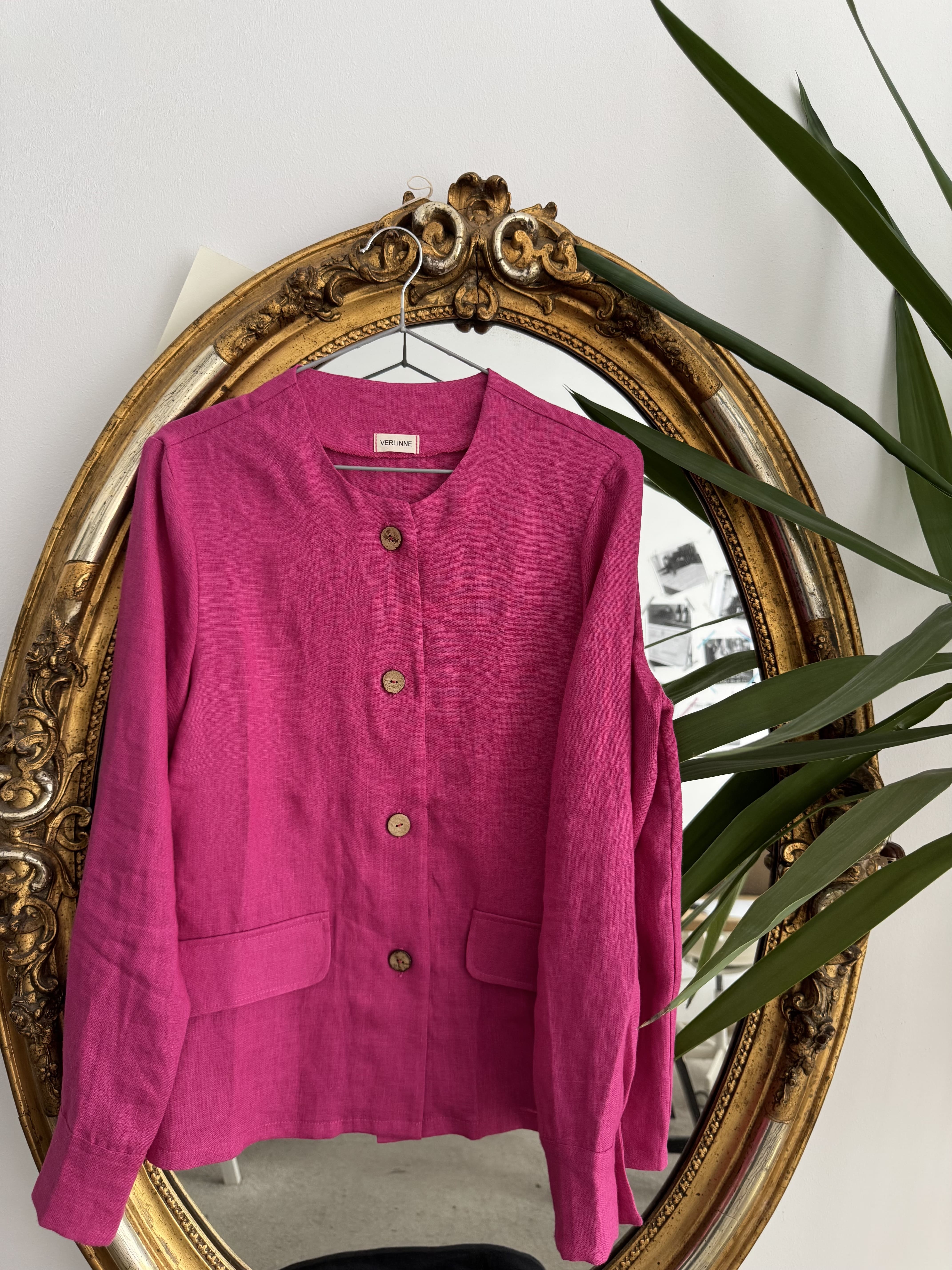 Jachetă Din In Fucsia M
