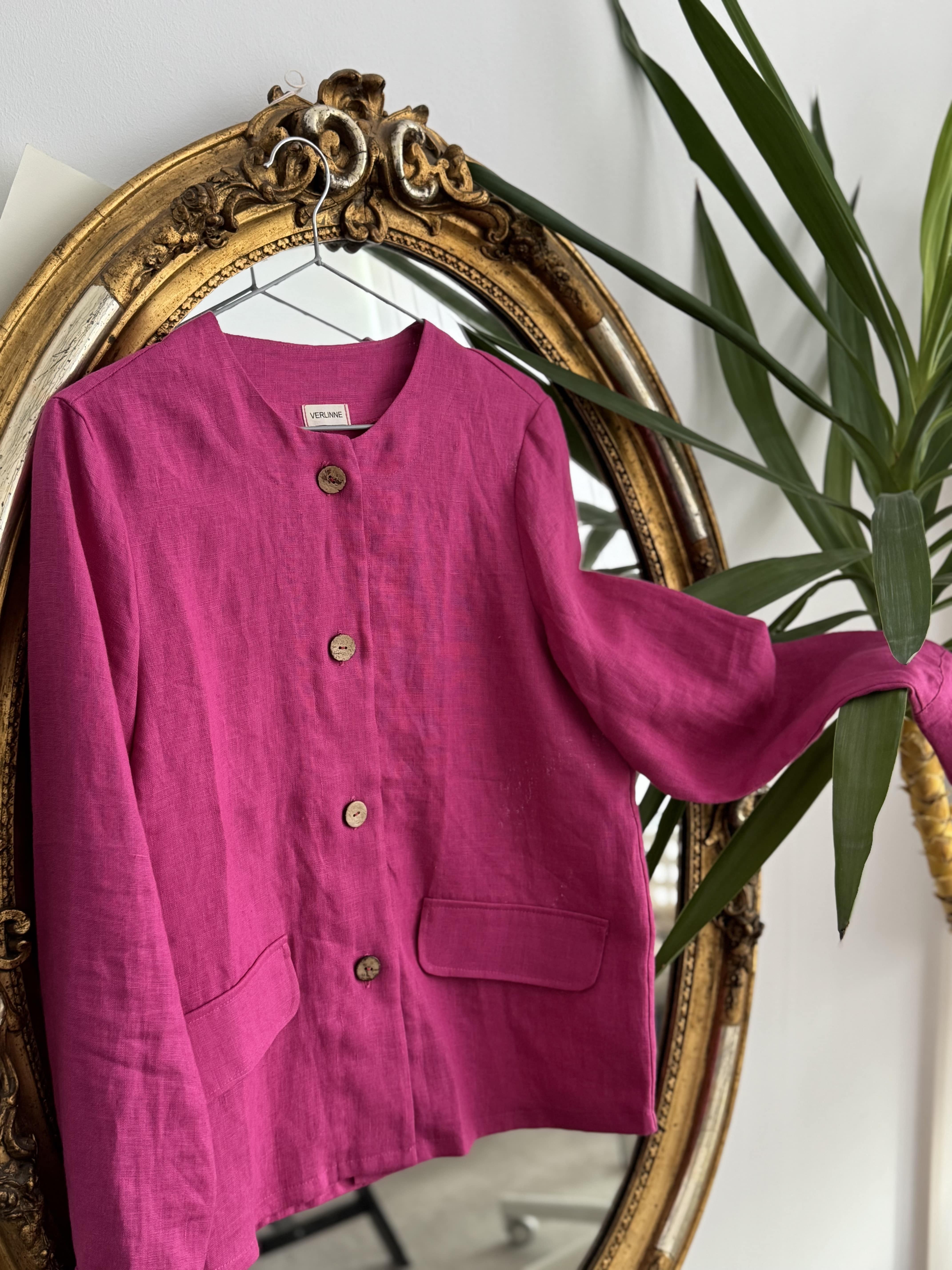 Jachetă Din In Fucsia M