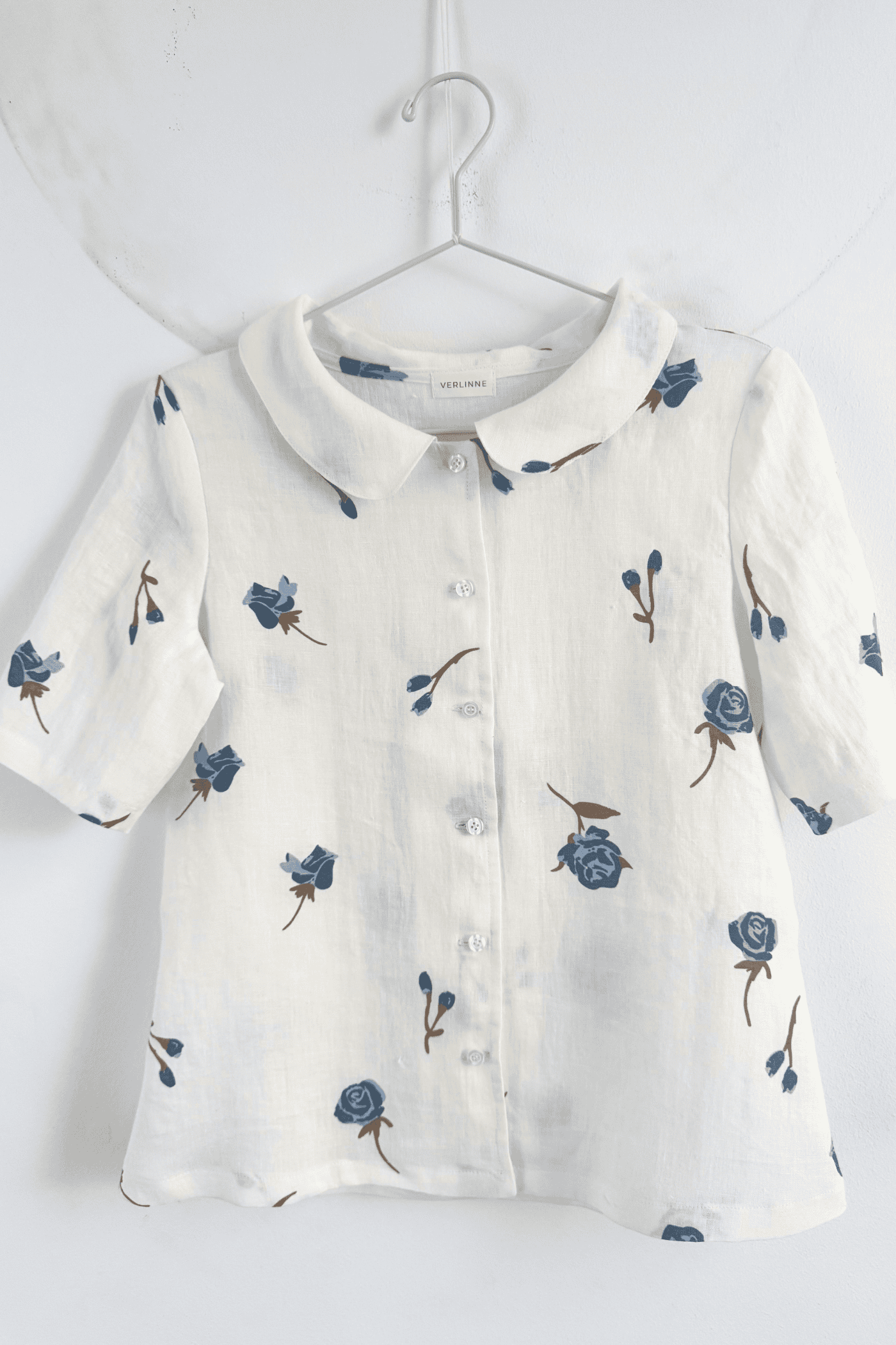 MEGHAN Long Sleeve Linen Blouse with Buttons White