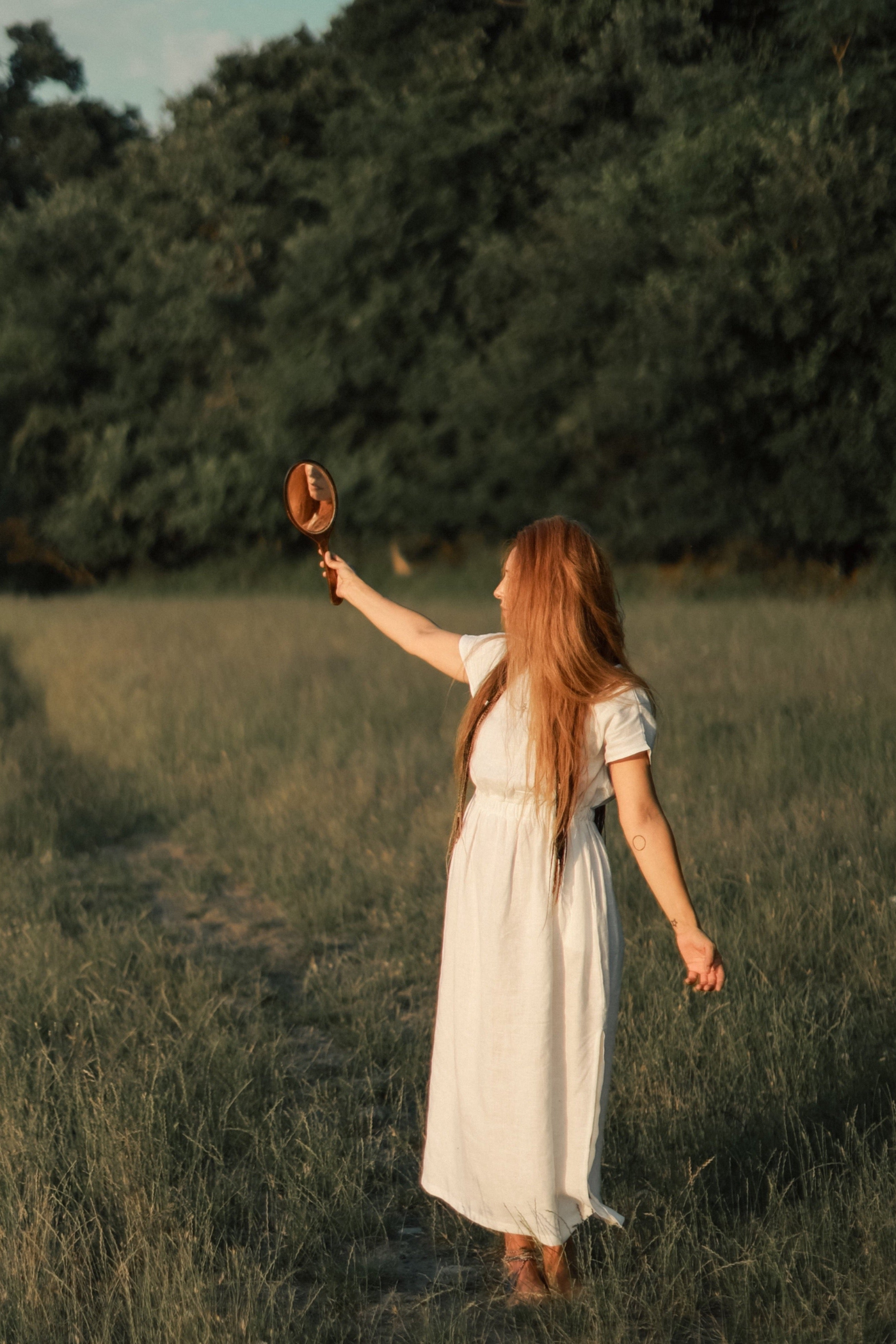 Long Linen Dress with Elasticated Waist