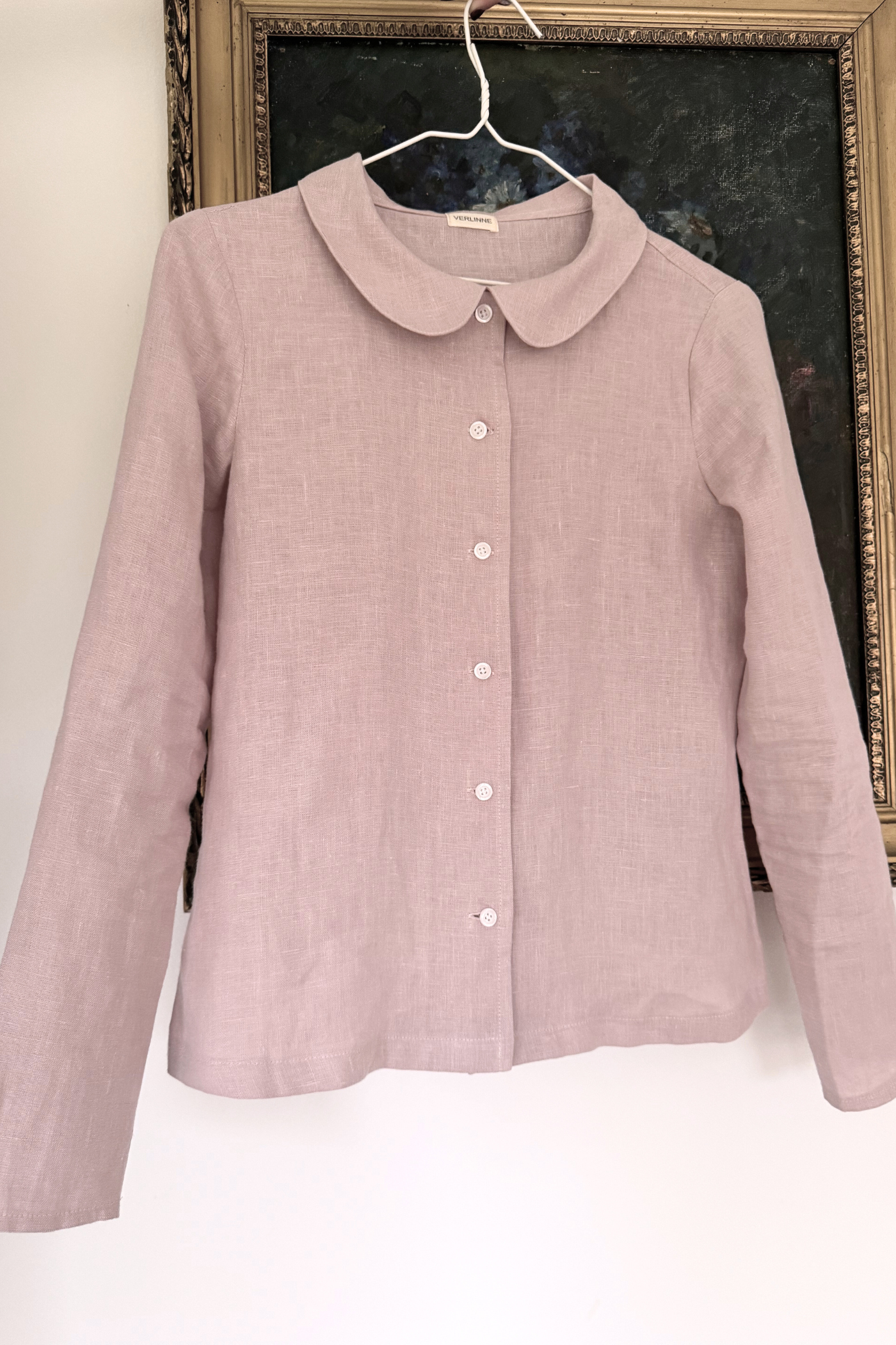 MEGHAN Long Sleeve Linen Blouse with Buttons White