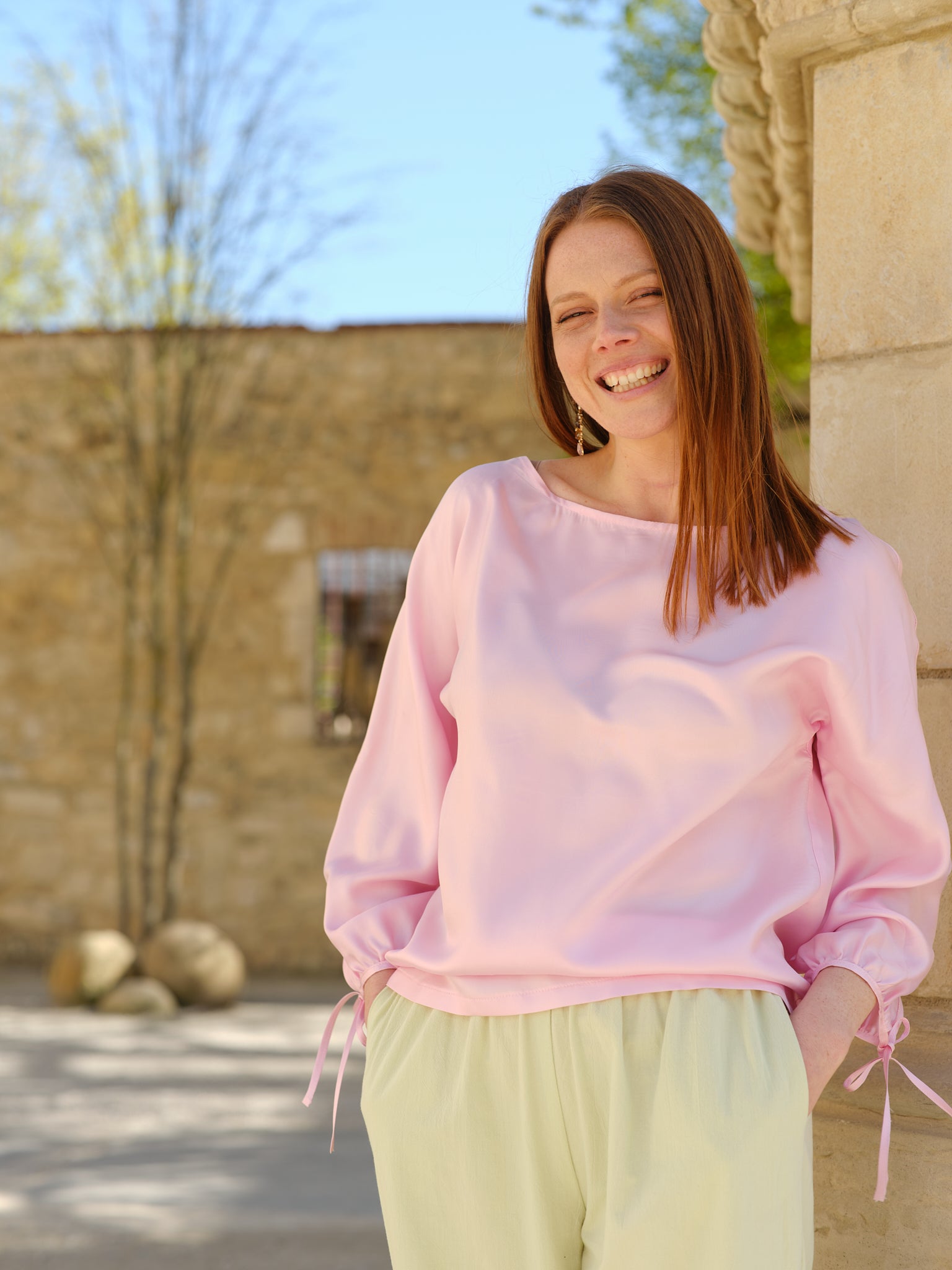 Bluză Din Mătase Naturală Helene Roz