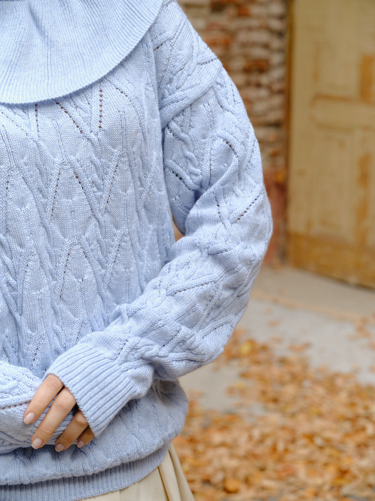 Pulover din Lână Snowflake Ice Blue