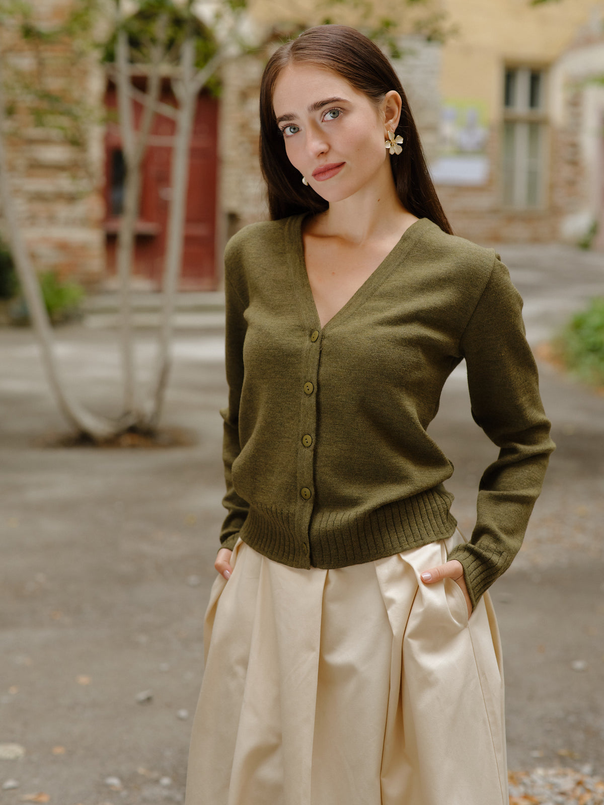 Cardigan din lână Allegria Verde