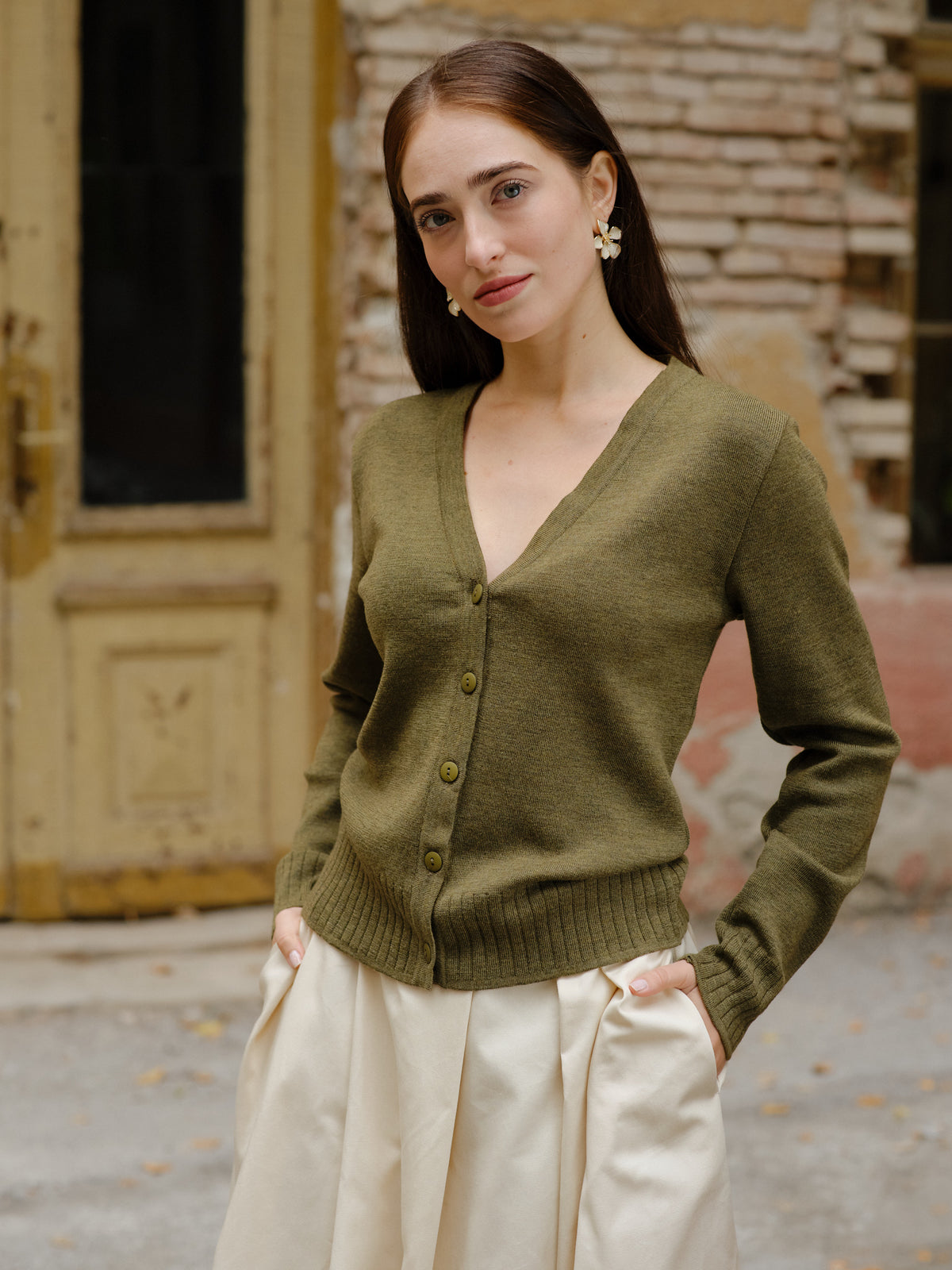 Cardigan din lână Allegria Verde