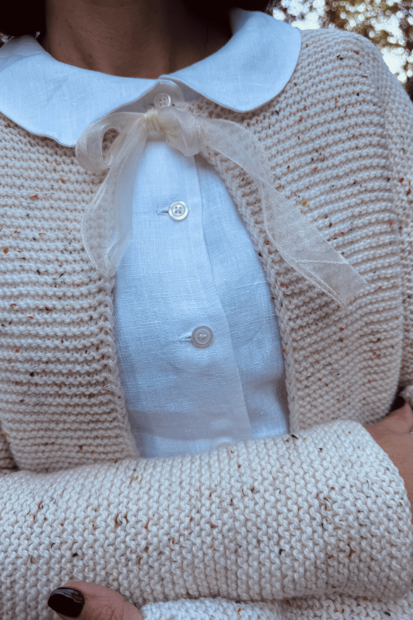 Bluză Din In Cu Guler Felicity Alb