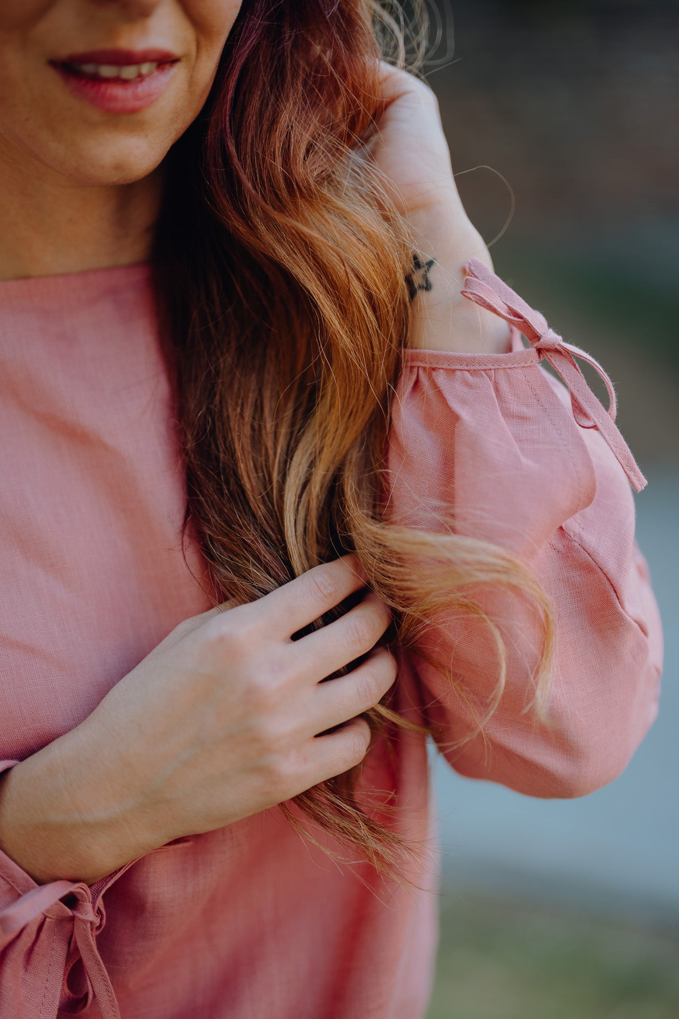 Helene Burgundy Linen Blouse