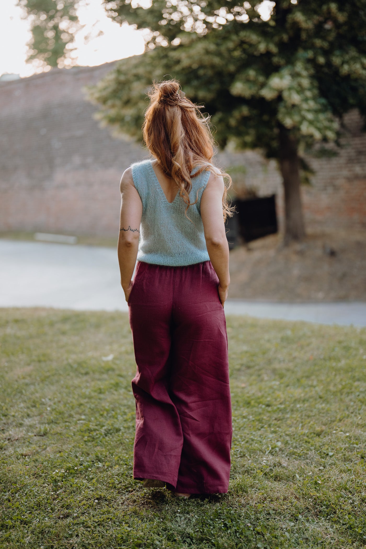 Extra Wide Linen Trousers Scala Navy
