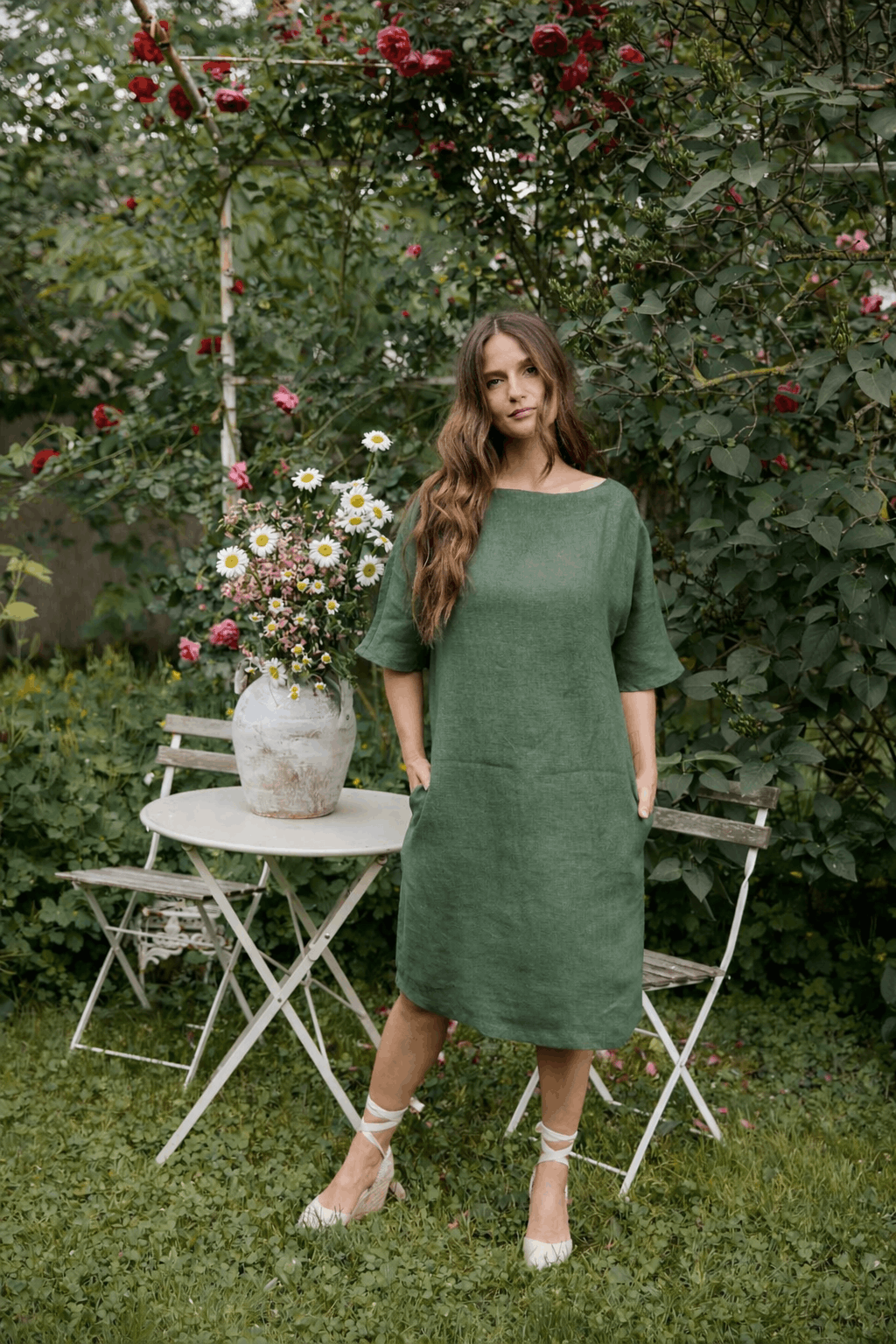 Verlinne-rochie-din-in-verde-salvie