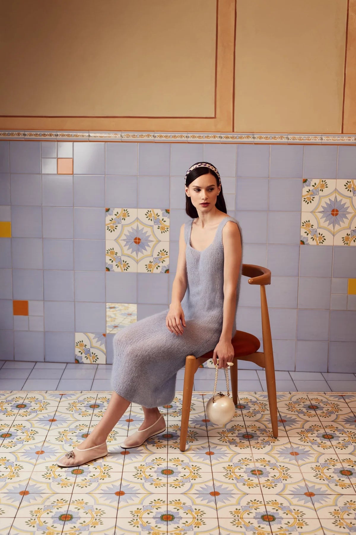 Rochie Tricotată Manual din Mohair și Mătase - Alice in Wonderland