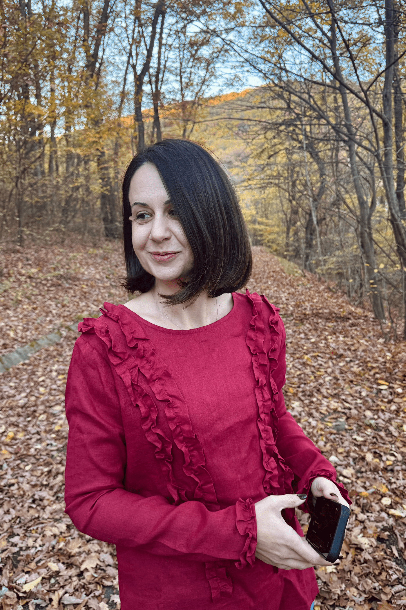 Bluză din in Celine Bordo