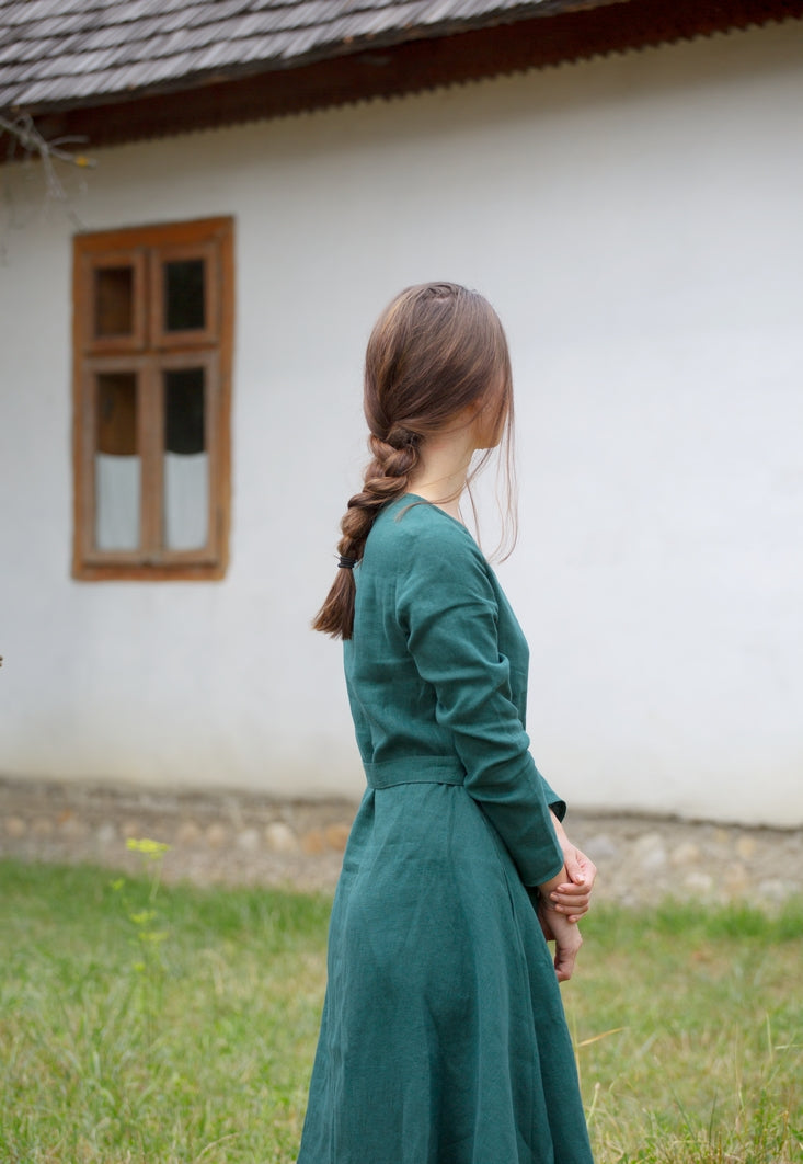 Agatha Long Sleeve Linen dress