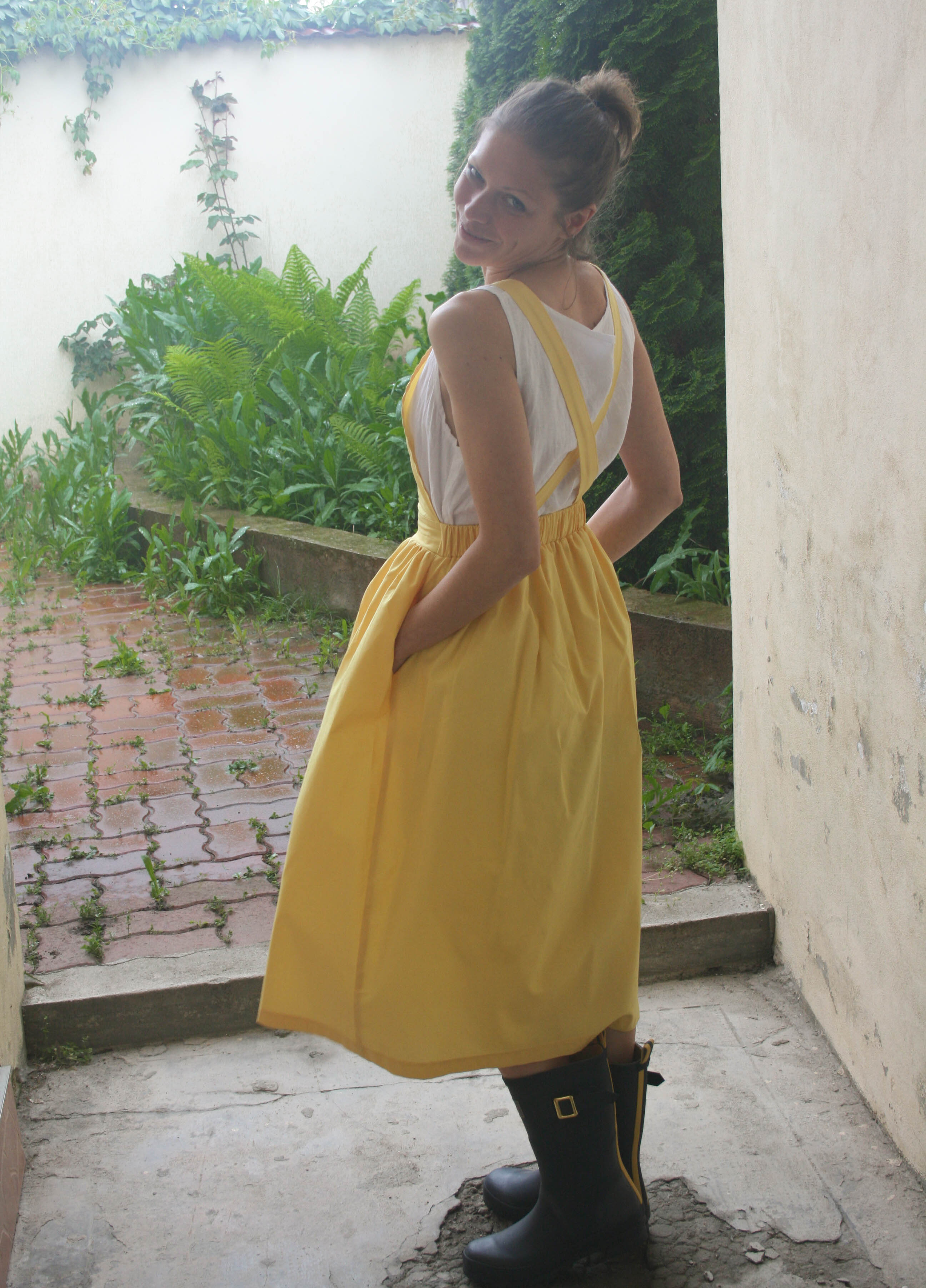 Organic Cotton Pinafore Skirt Yellow
