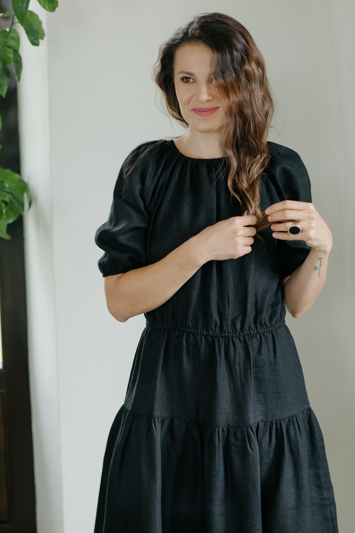 Nina Linen Dress Black