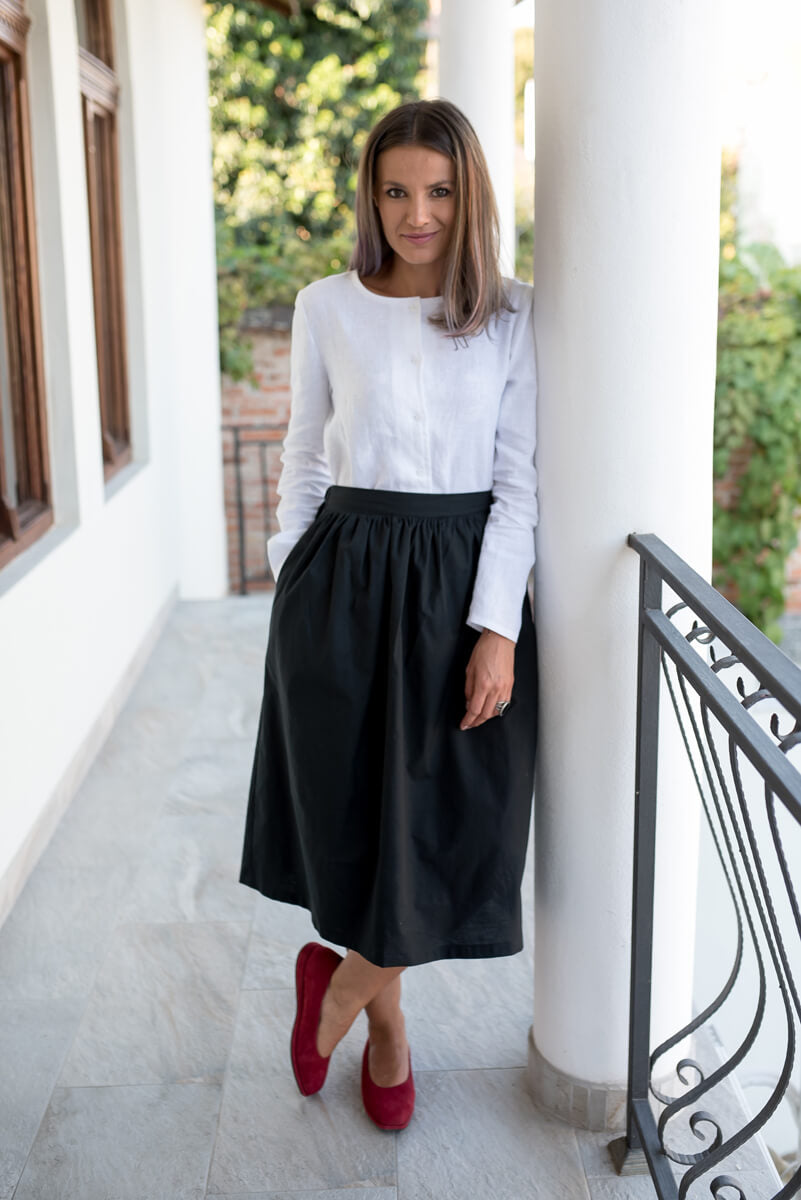 Organic Cotton Poplin Midi Skirt