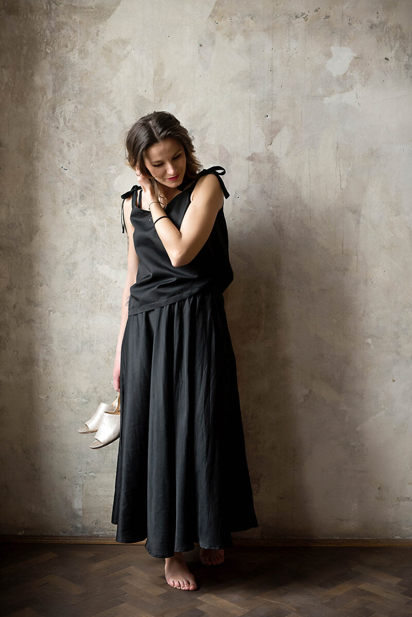 Siena Long Silk and Organic Cotton Skirt