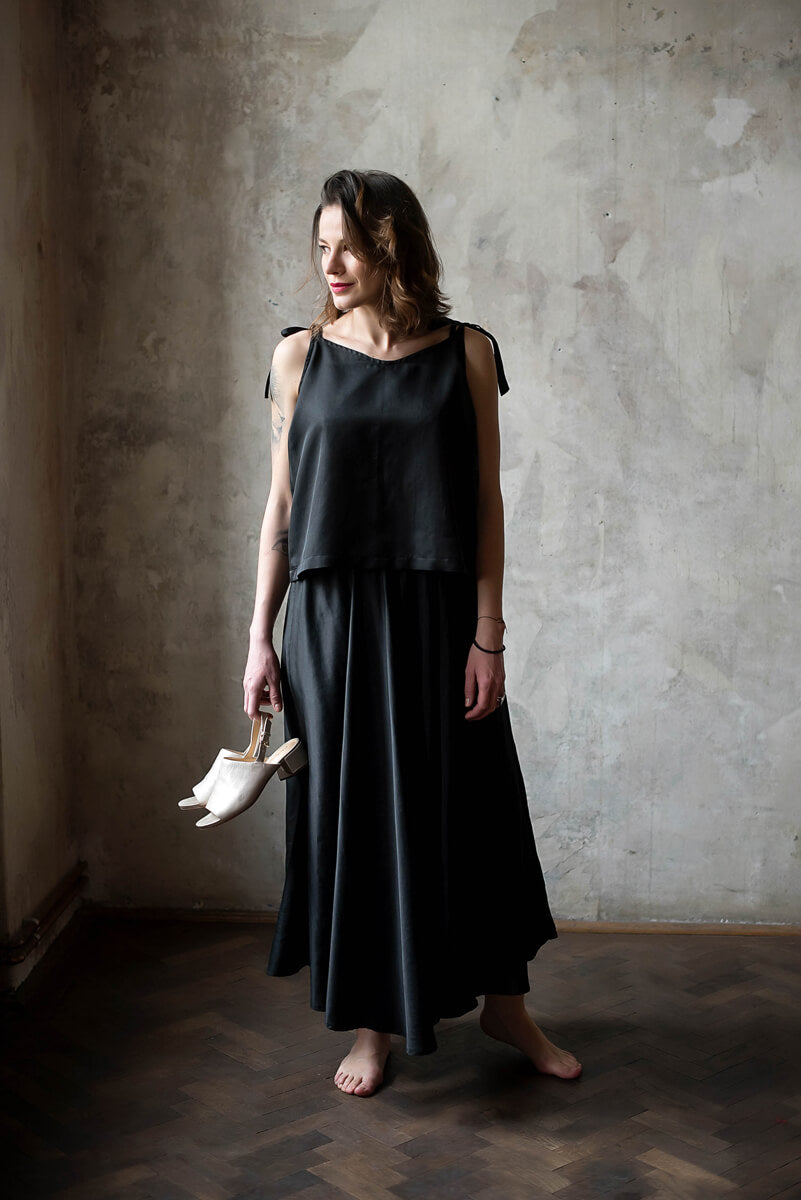 Siena Long Silk and Organic Cotton Skirt