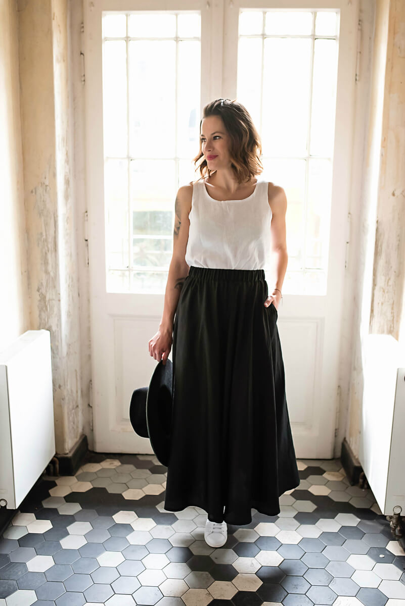 Siena Long Silk and Organic Cotton Skirt