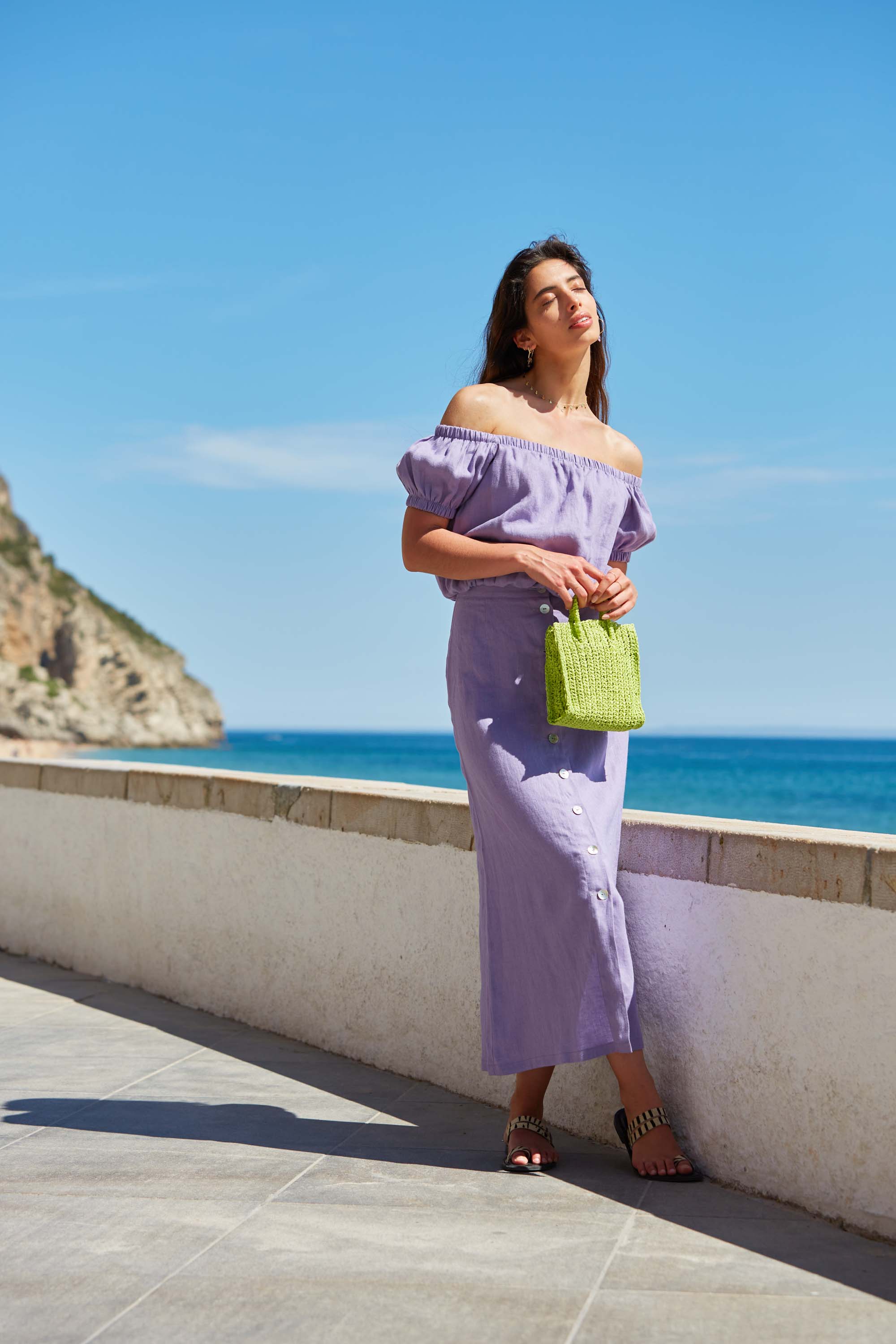 Amber Linen Skirt Lavender