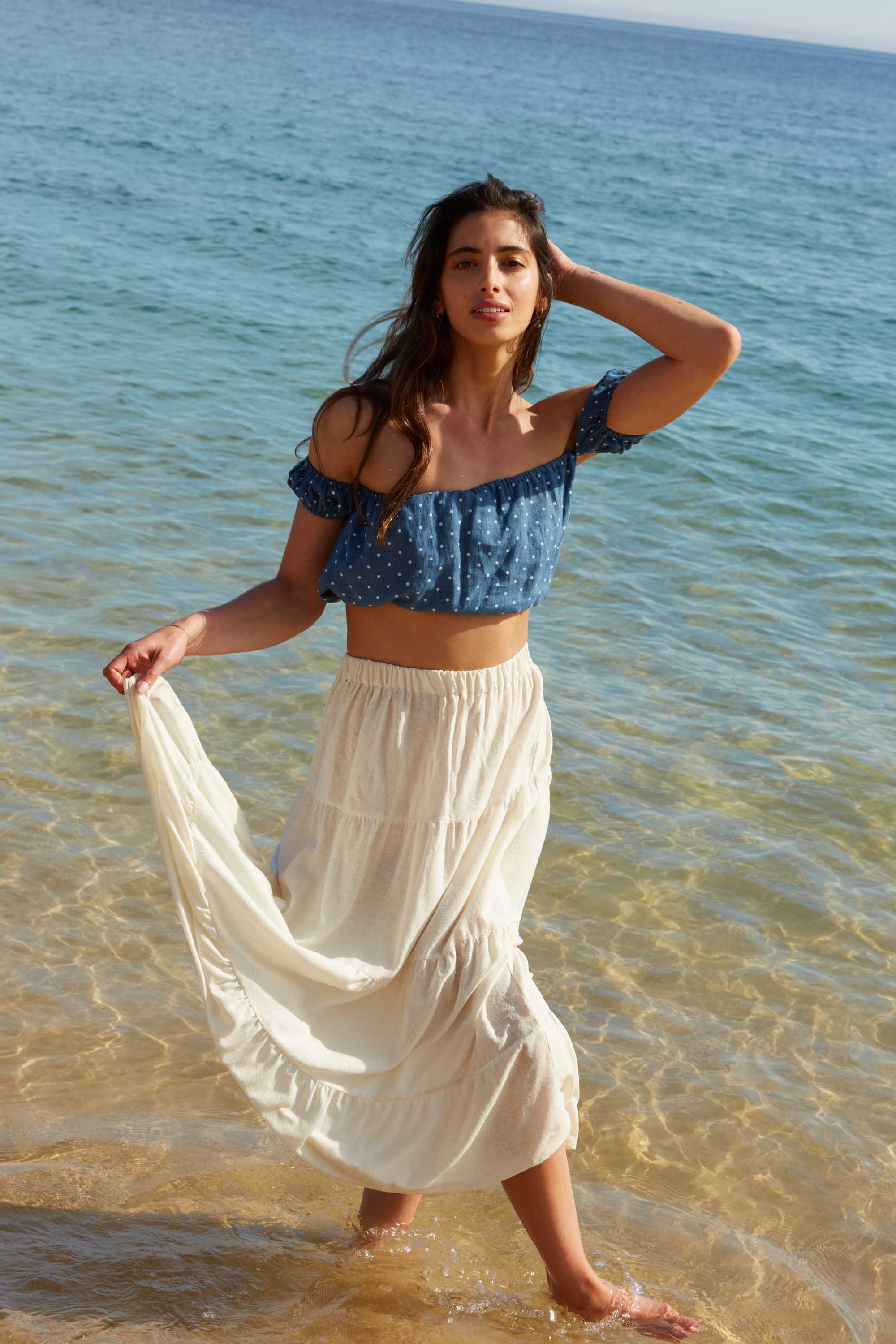 Out of Office Linen Crop Top